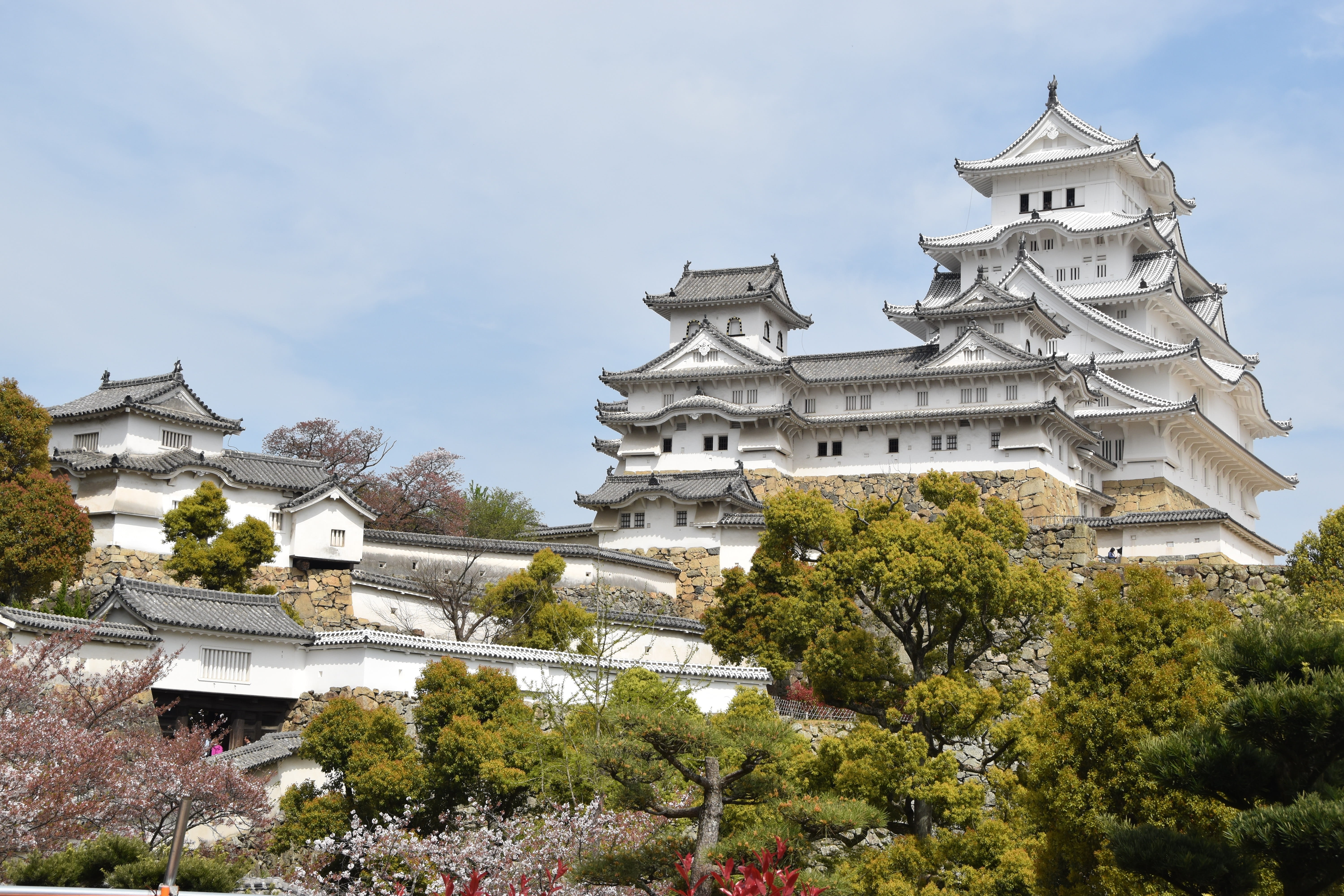cloud - sky, spire, tourism, belief, place of worship, building, japan, outdoors, himeji-castle, growth, no people, architecture, building exterior, low angle view, HD Wallpaper