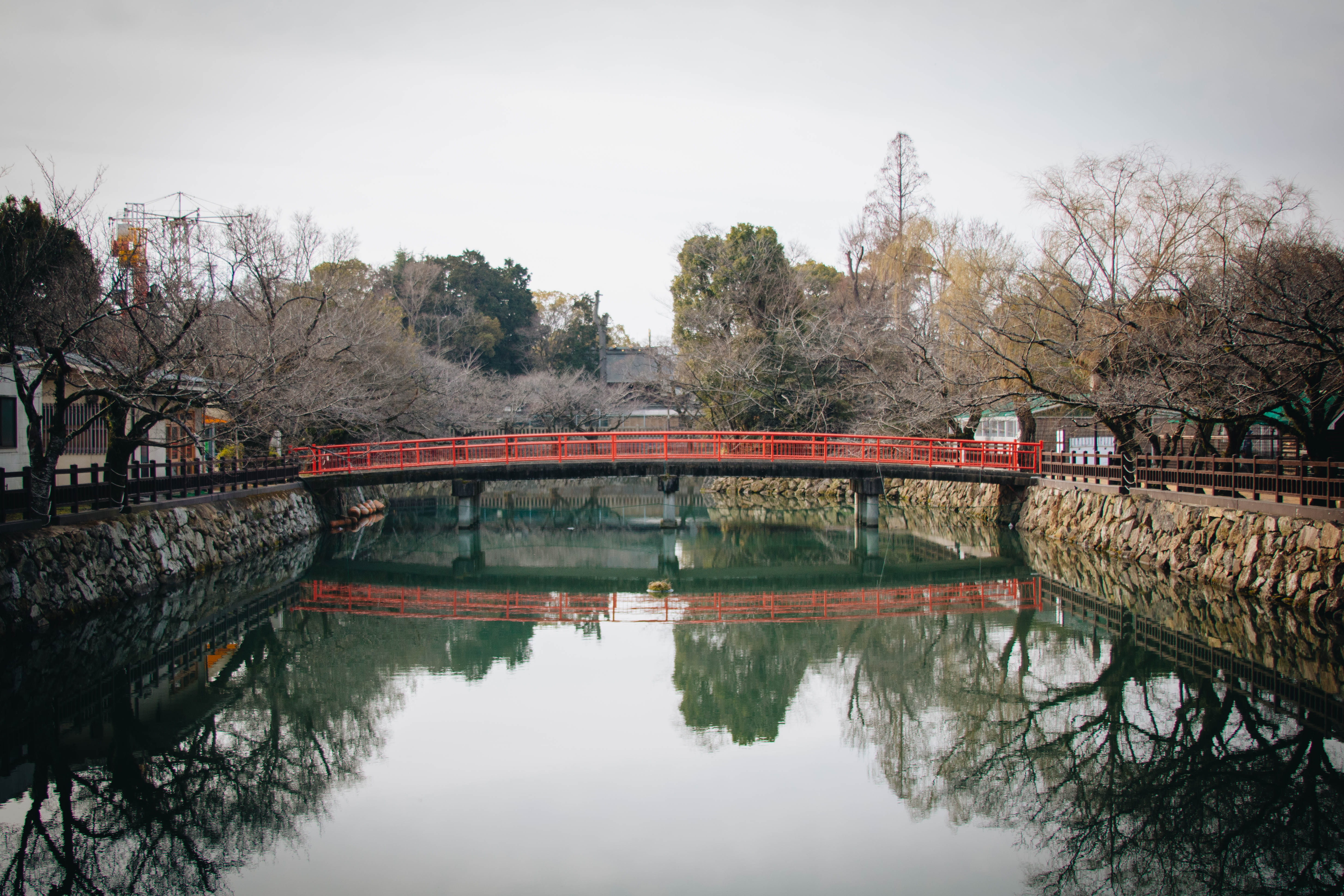 clear sky, sky, built structure, city, reflection, train, bridge - man made structure, transportation, castle, tree, plant, river, view, ditch, day, water, HD Wallpaper