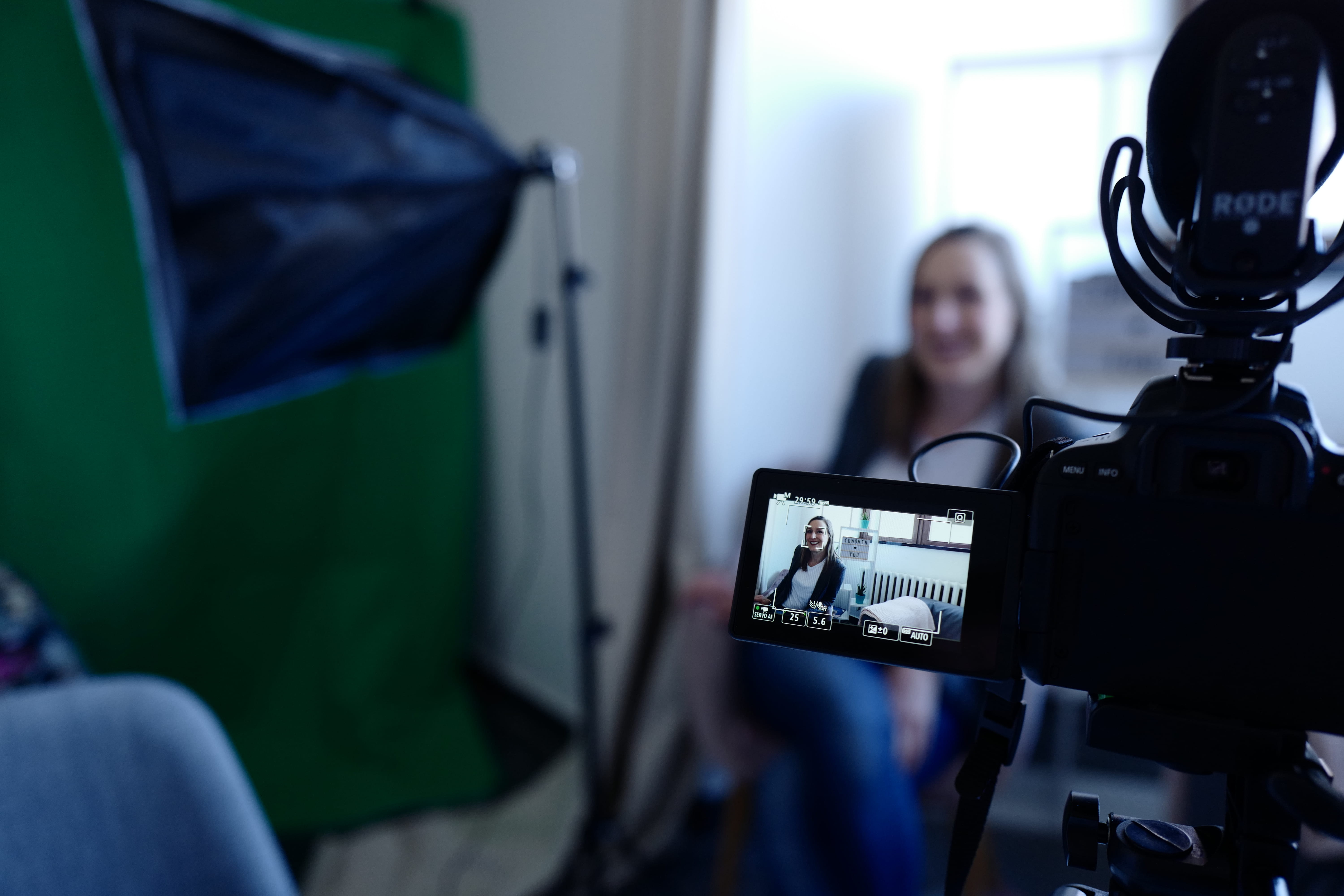 actress, studio, video camera, movie, women, 5K, one person, vlog, photography themes, television camera, computer monitor, vlogging, blur, technology, HD Wallpaper