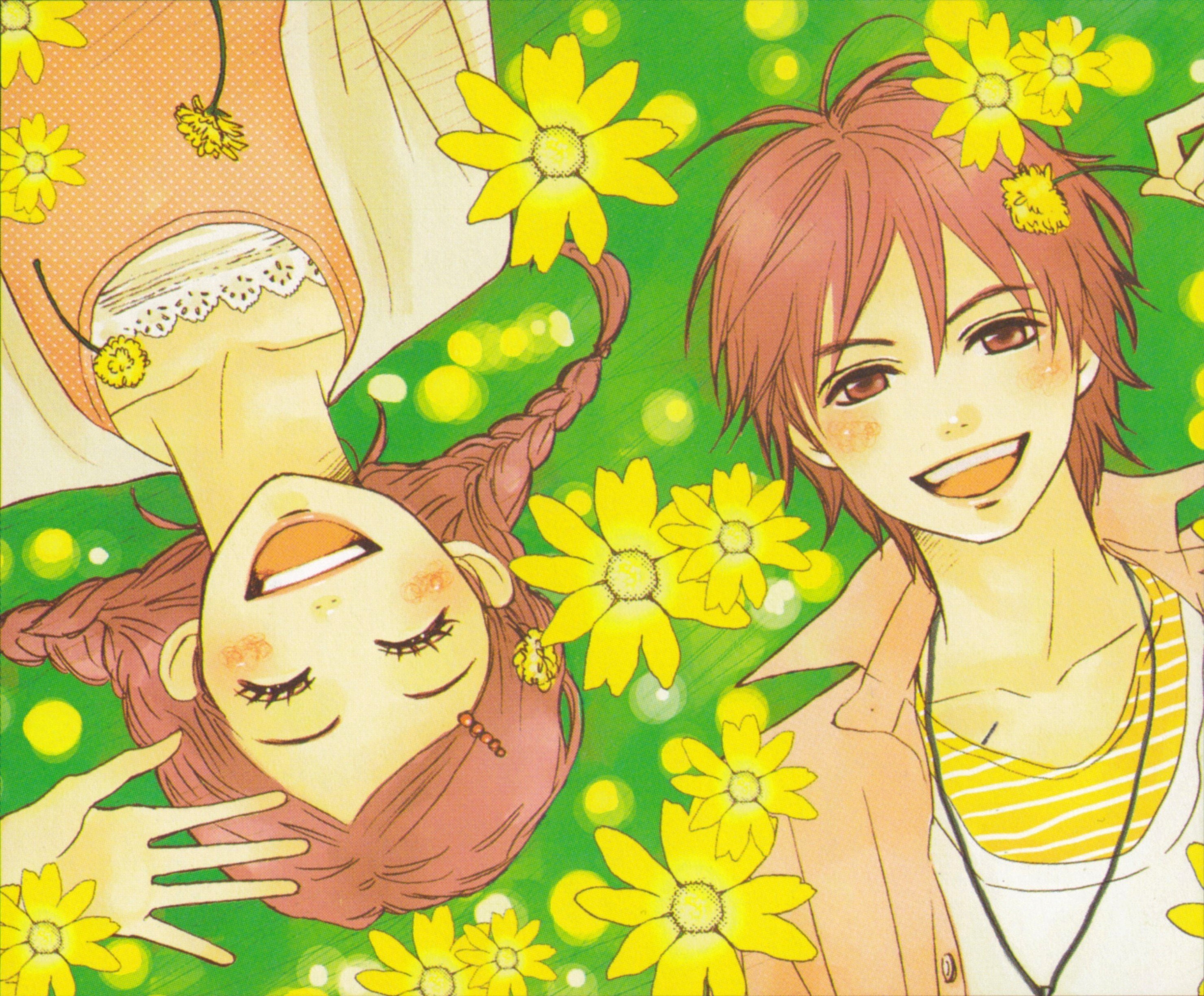 complex, women, eyes, koizumi, couple, ootani, lovely, 2K, risa, male, short, flowers, orange, brown, smiling, atsushi, long, closed, necklaces, hair, HD Wallpaper