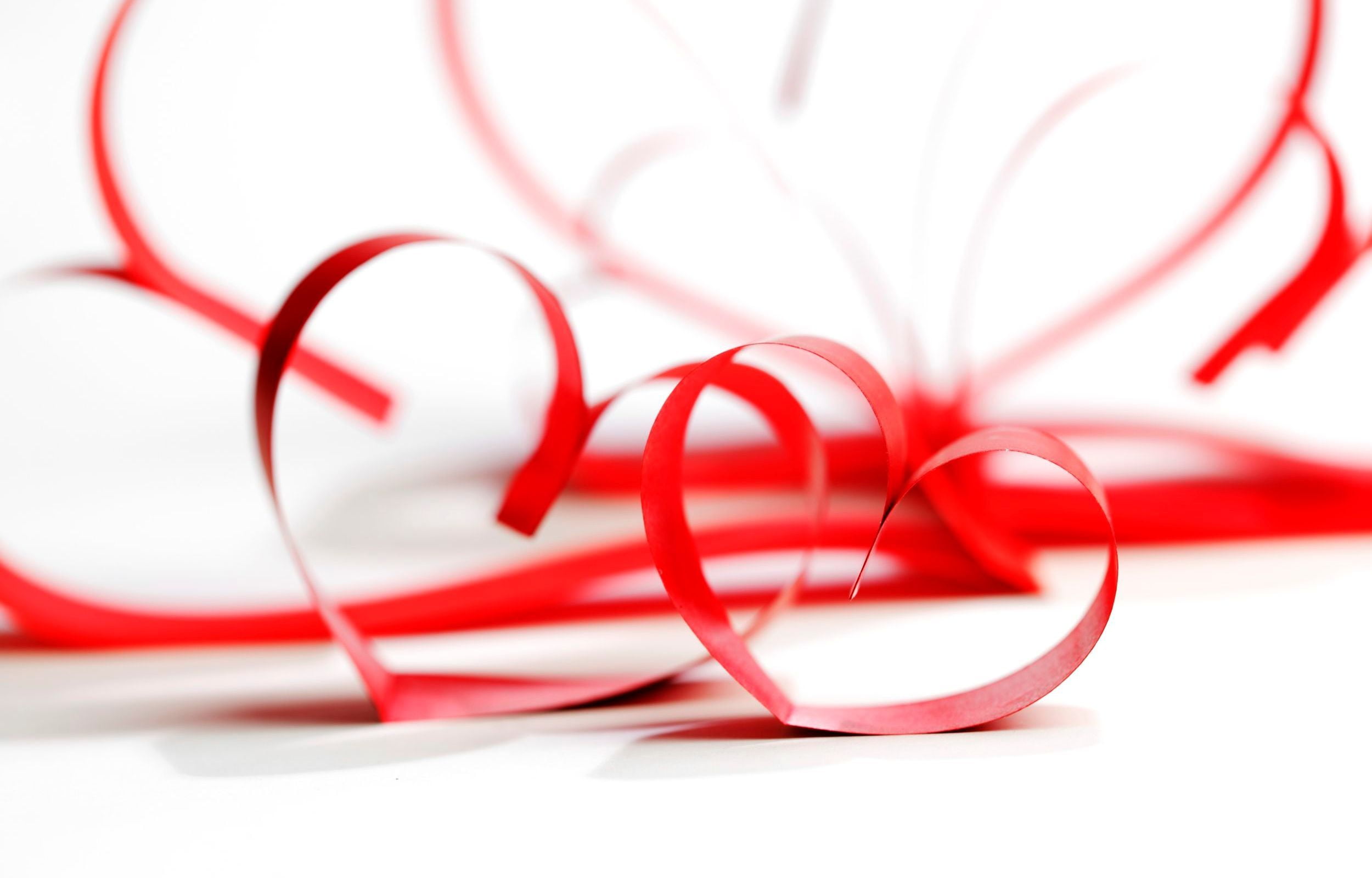 emotion, no people, heart, illustration, still life, celebration, ribbon, red, heart shape, ribbon , valentines day - holiday, white color, decoration, HD Wallpaper