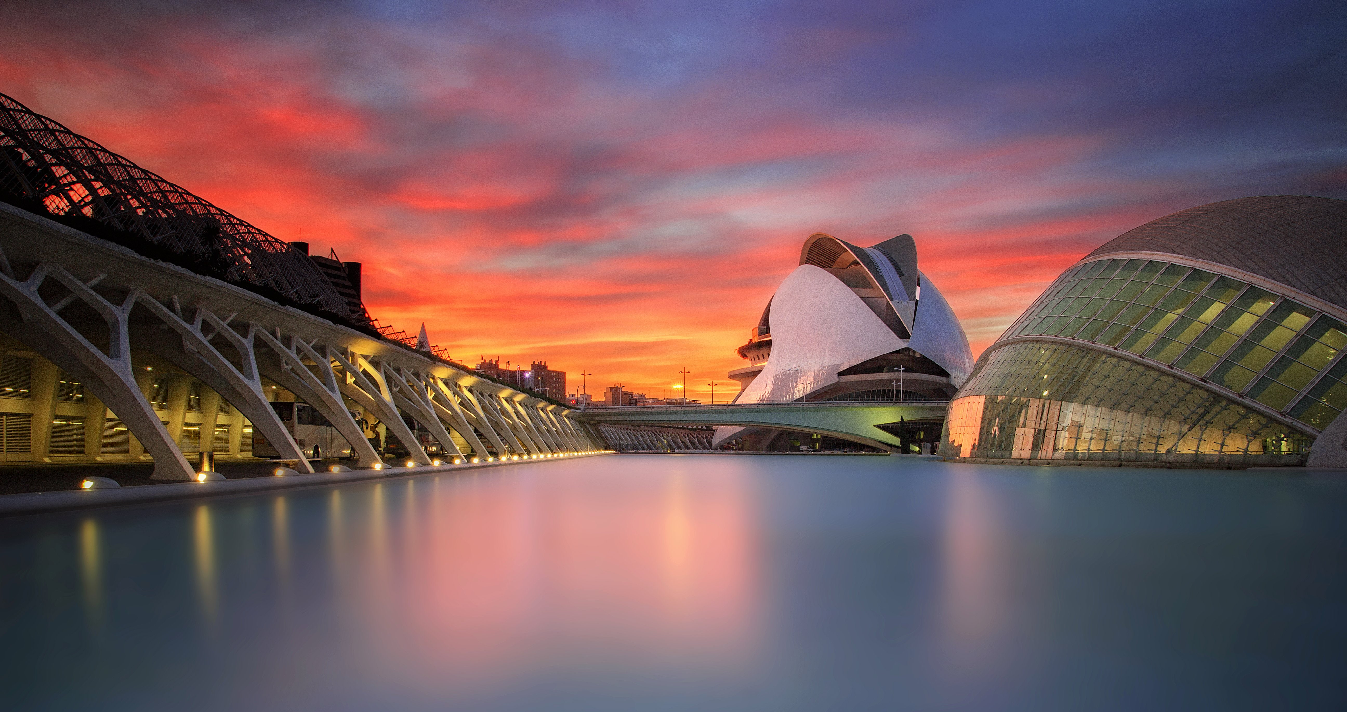 City of Arts and Sciences, Sunset, Valencia, 4K, Spain, 5K, HD Wallpaper