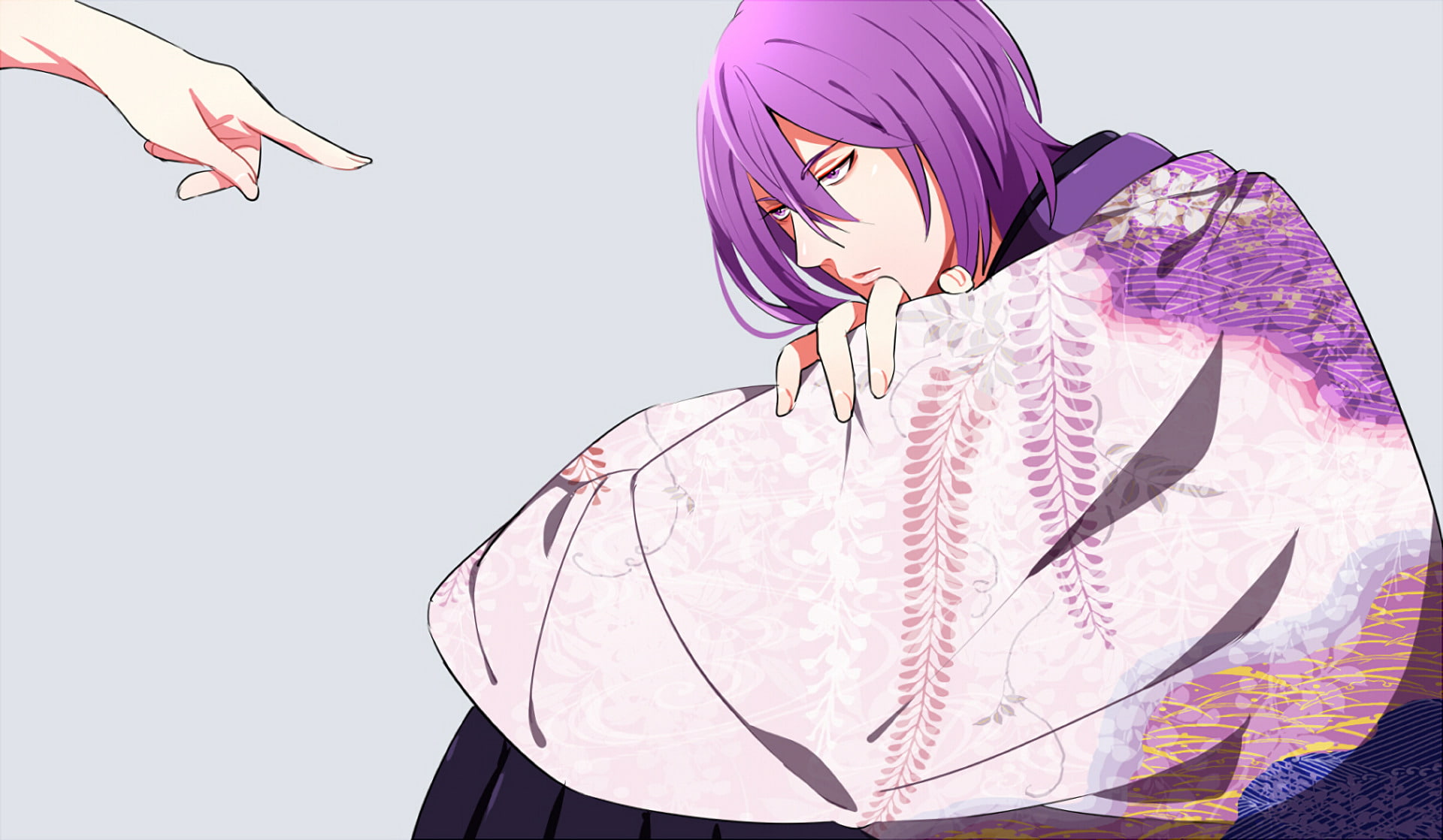 1080P, Atsushi Murasakibara, adult, young women, contemplation, standing, females, beautiful woman, waist up, one person, front view, pattern, portrait, HD Wallpaper