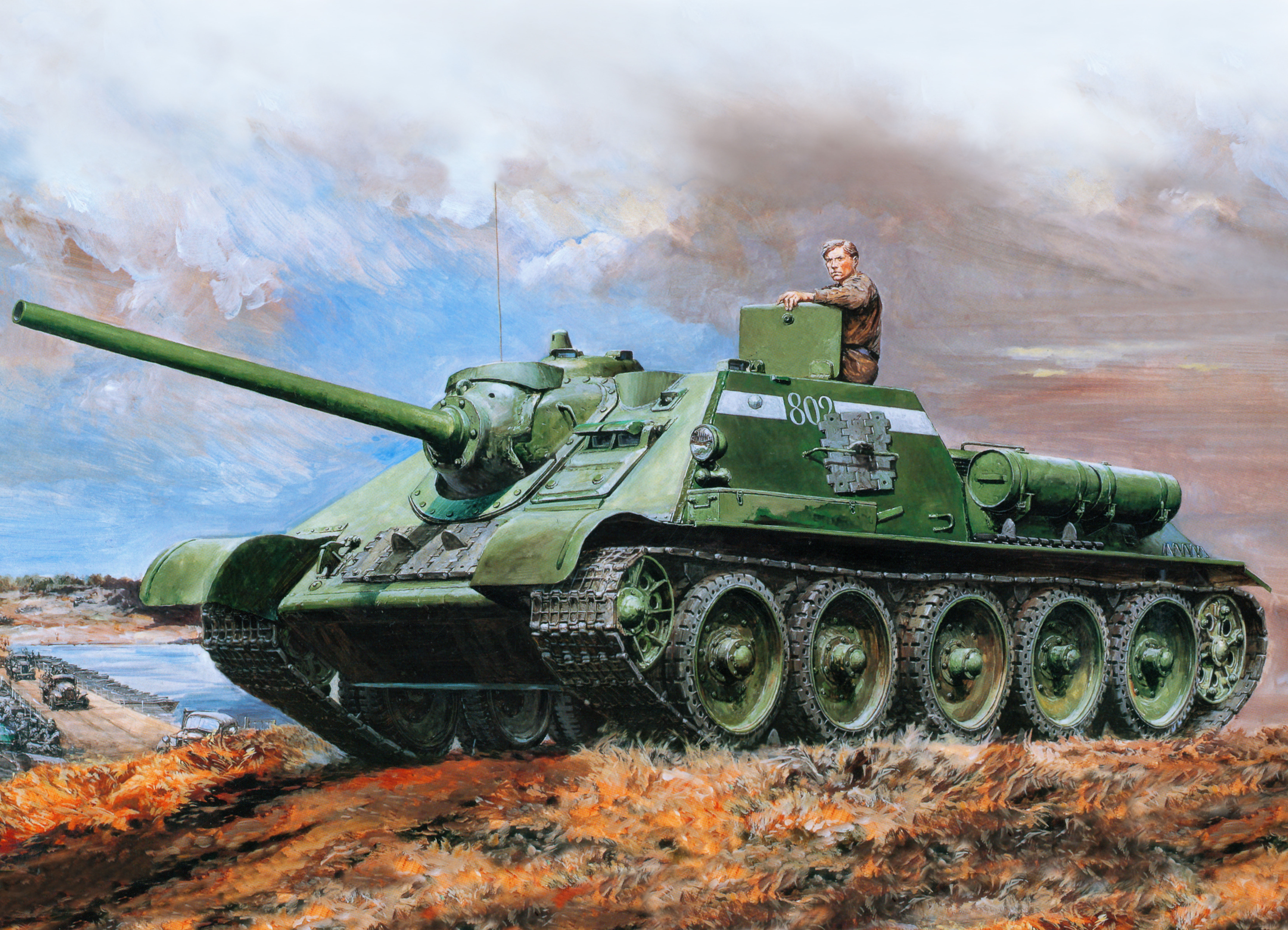 transportation, illustration, smoke - physical structure, world War II, military Land Vehicle, armed Forces, self-propelled unit, the second world war, HD Wallpaper