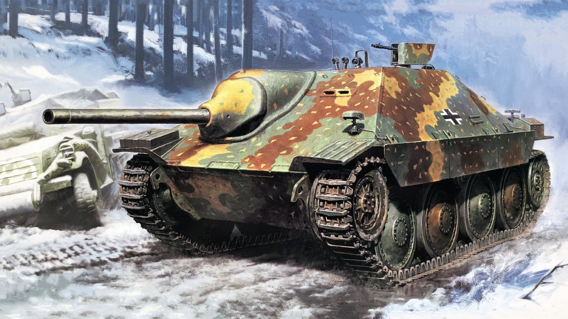 SAU, German light, tank fighter, Hetzer, 1080P, self-propelled artillery, Jagdpanzer 38(t), HD Wallpaper