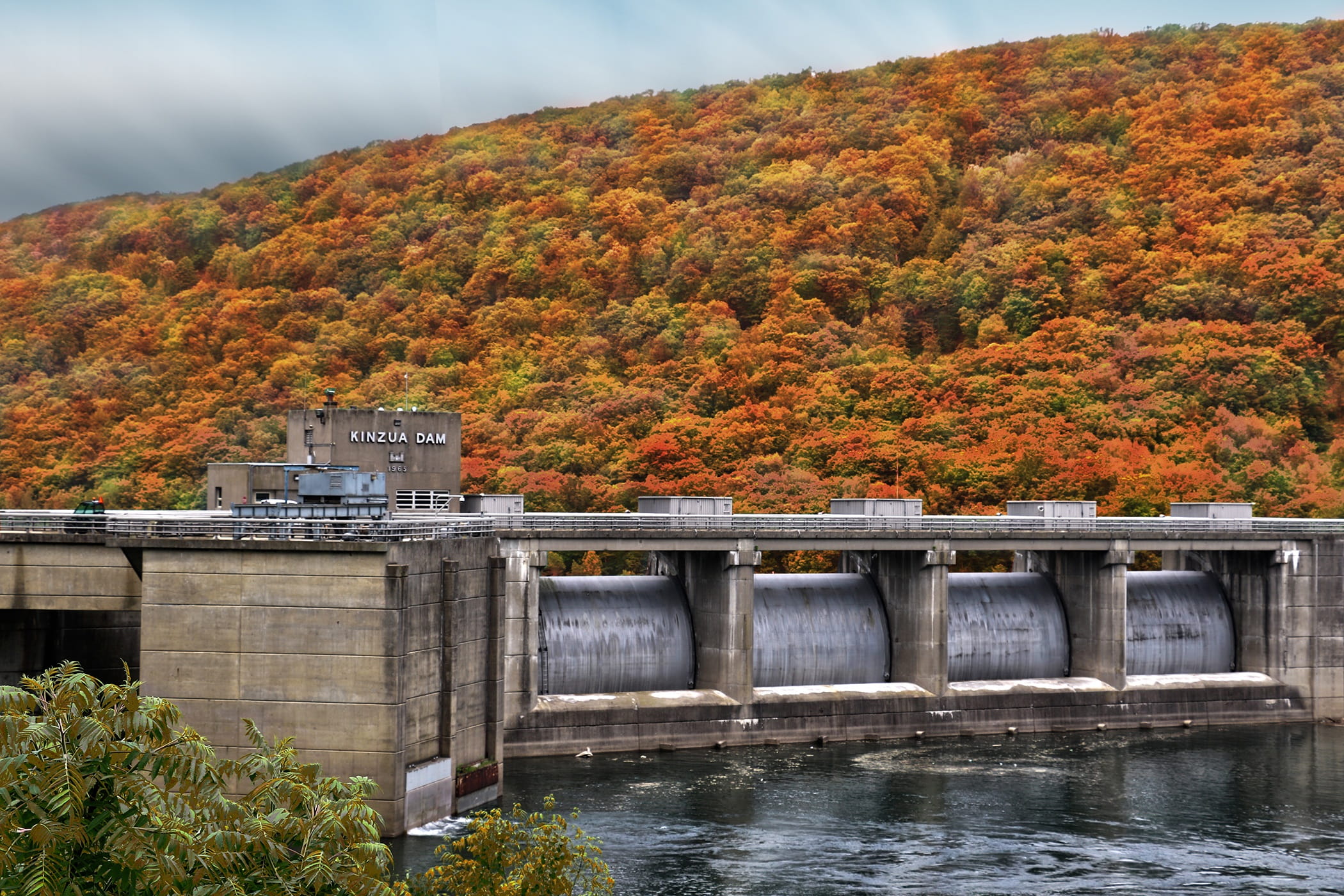 no people, scenic, autumn, growth, Fall, hydroelectric power, building exterior, 1080P, nature, outdoors, plant, autumn collection, tree, scenics - nature, HD Wallpaper