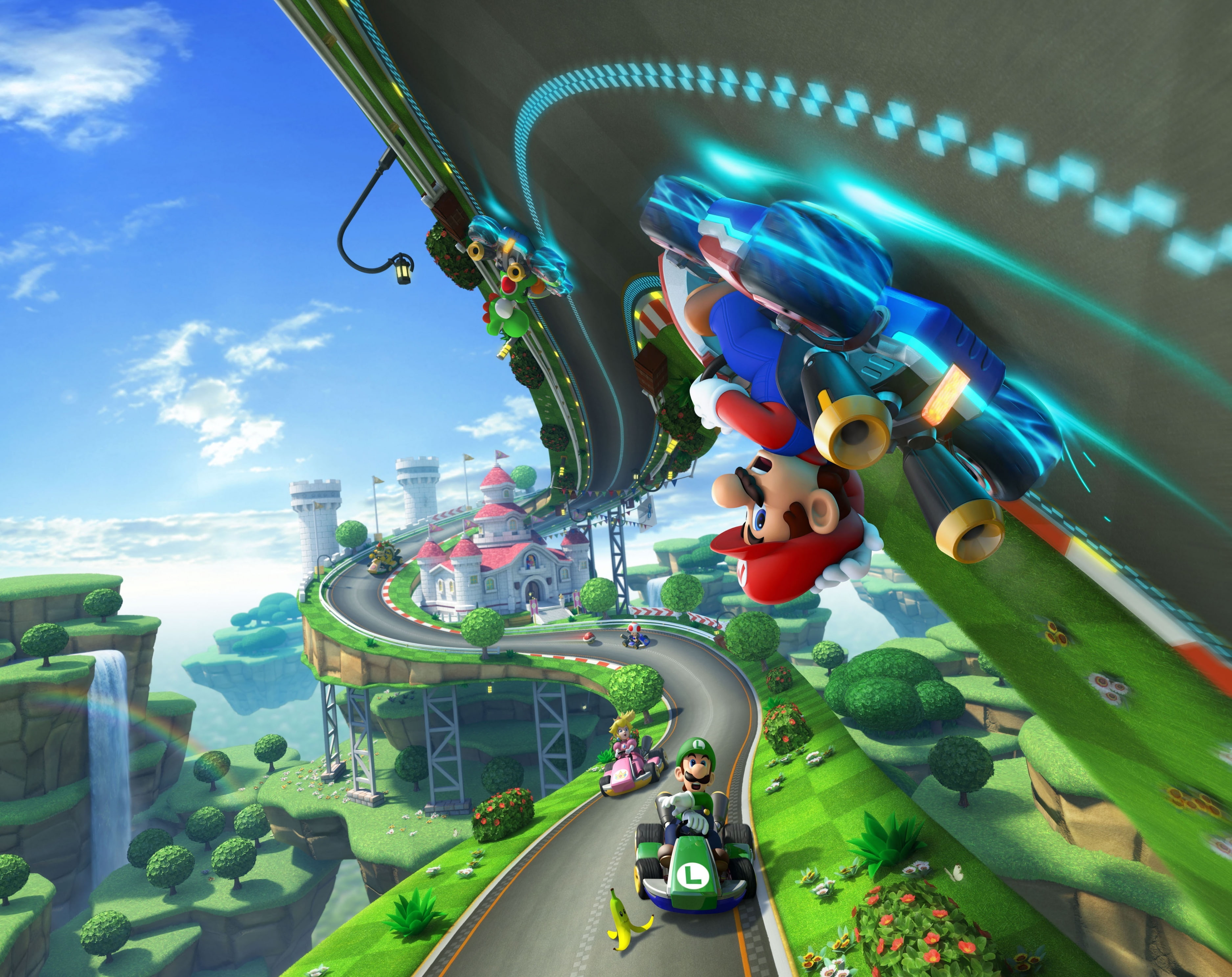 multi colored, tree, kart, nature, representation, amusement park, hd, arts culture and entertainment, Mario Kart 8, Game, leisure activity, HD Wallpaper