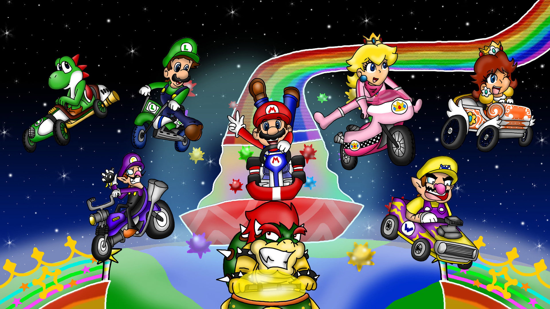 Mario, games, 1080P, Bros., Kart, Super, 2560x1440, HD Wallpaper