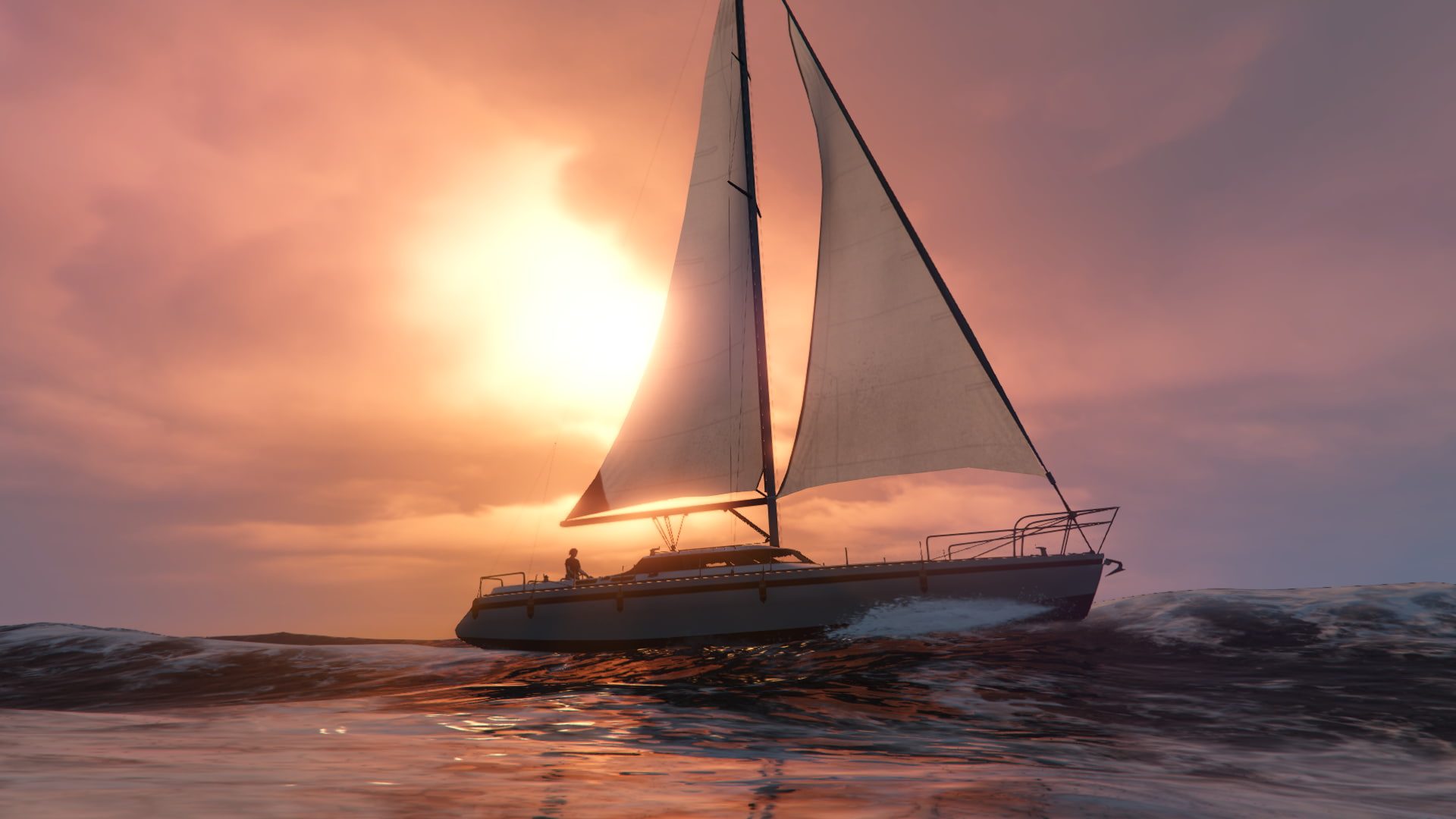 nature, cloud - sky, boat, sailing, sun, waterfront, 1080P, sailboat, sea, sky, nautical vessel, scenics - nature, horizon over water, water, no people, HD Wallpaper