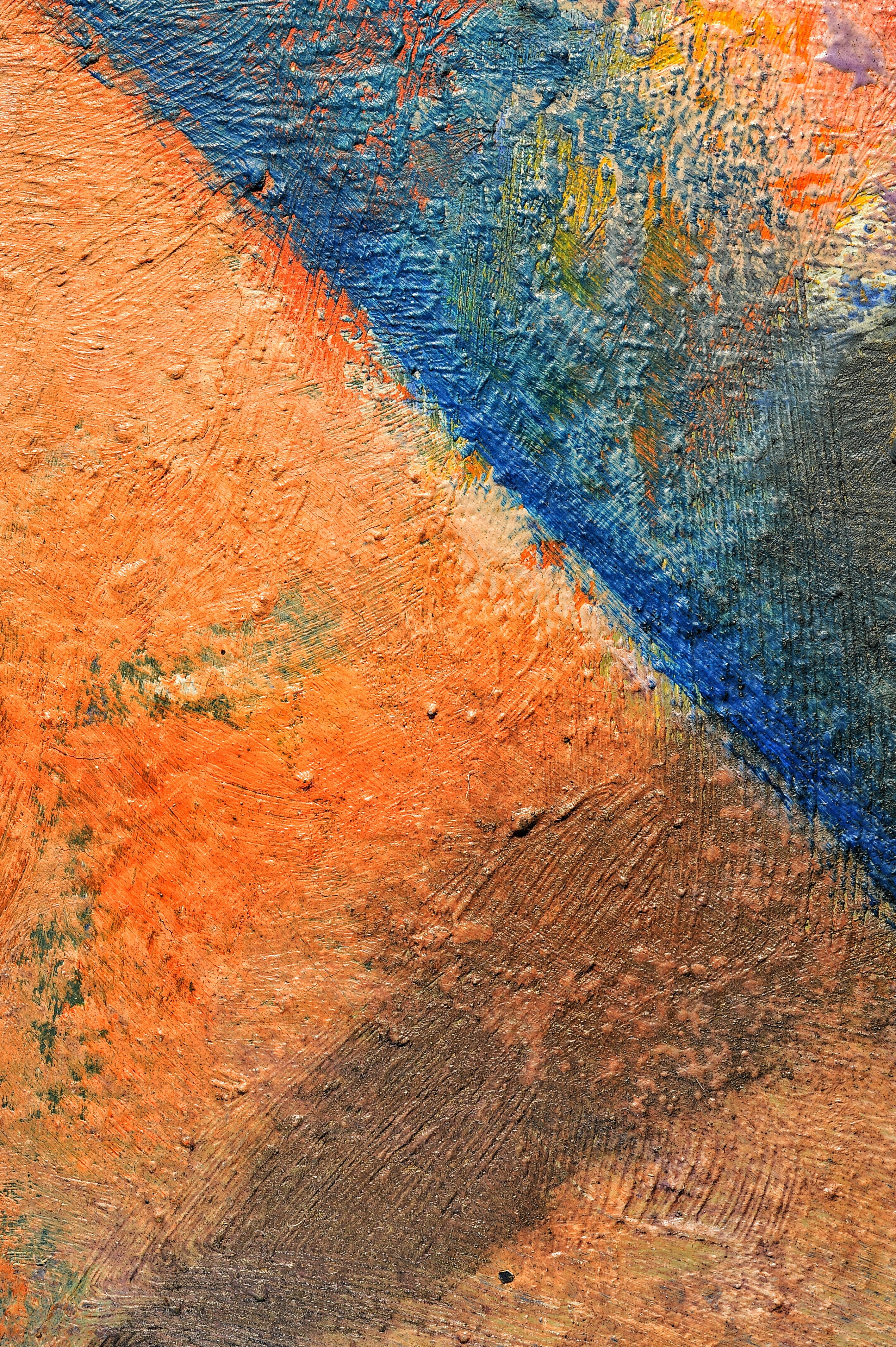 full frame, pastels, backgrounds, paint, blue, oil painting, abstract, 4K, weathered, painted, Texture, art and craft, textured, orange color, pattern, Phone HD Wallpaper