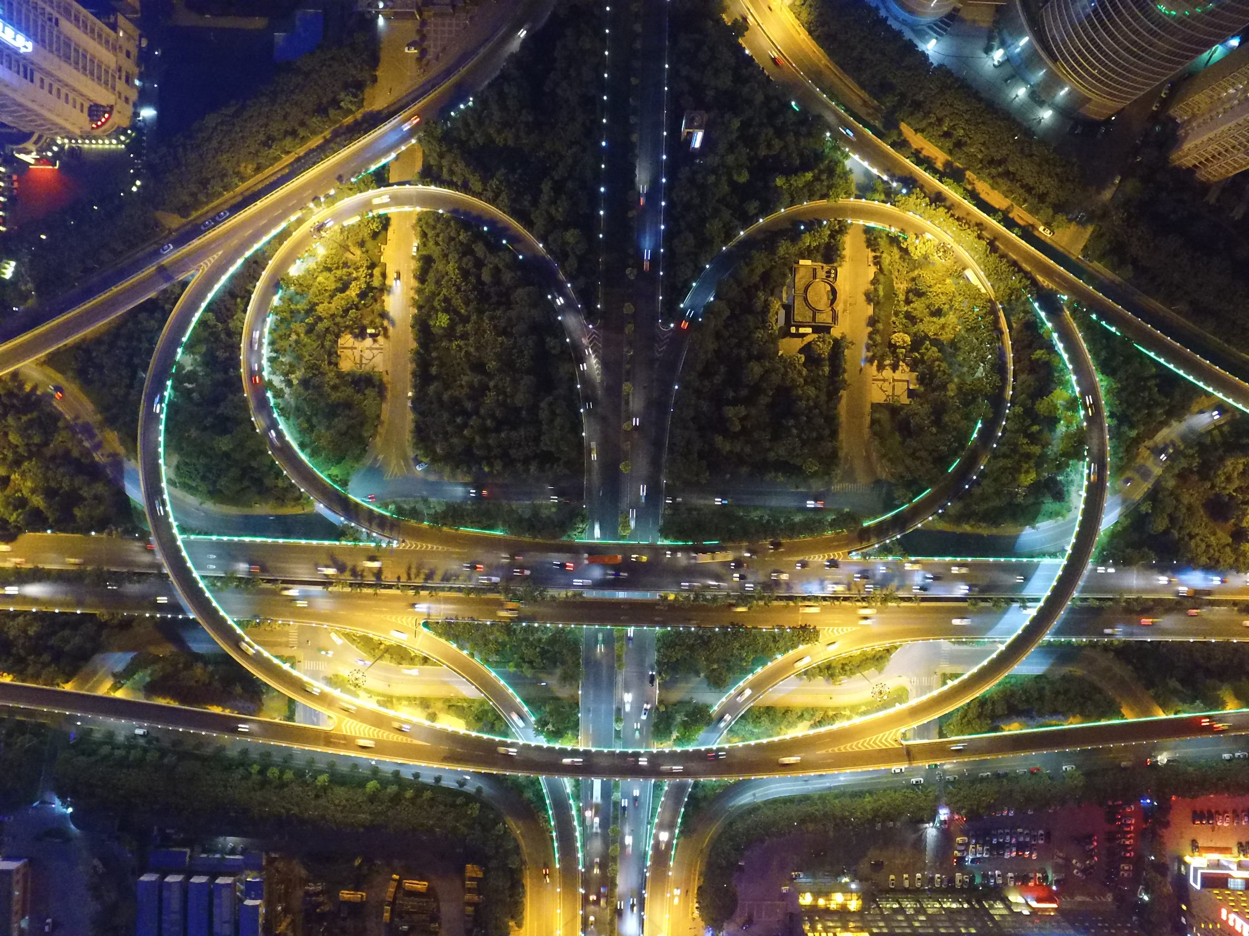 street, city life, traffic, Dji, 4K, asia, motion, Xian, transparent, famous Place, cityscape, transportation, curve, light, speed, water, glowing, built structure, HD Wallpaper