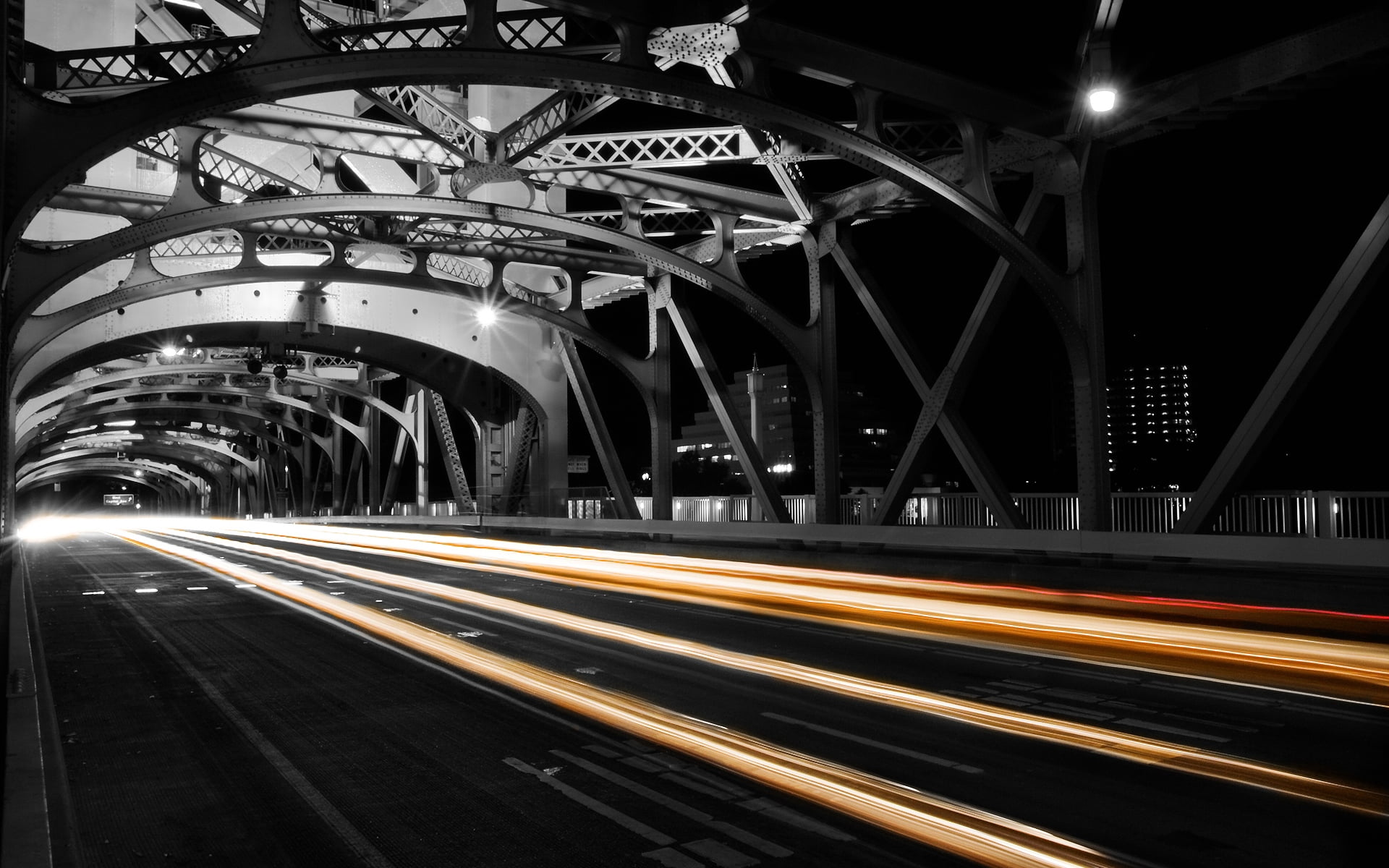 street, no people, architecture, downtown District, dusk, metal, bridge - Man Made Structure, illuminated, light - Natural Phenomenon, land Vehicle, car, HD Wallpaper