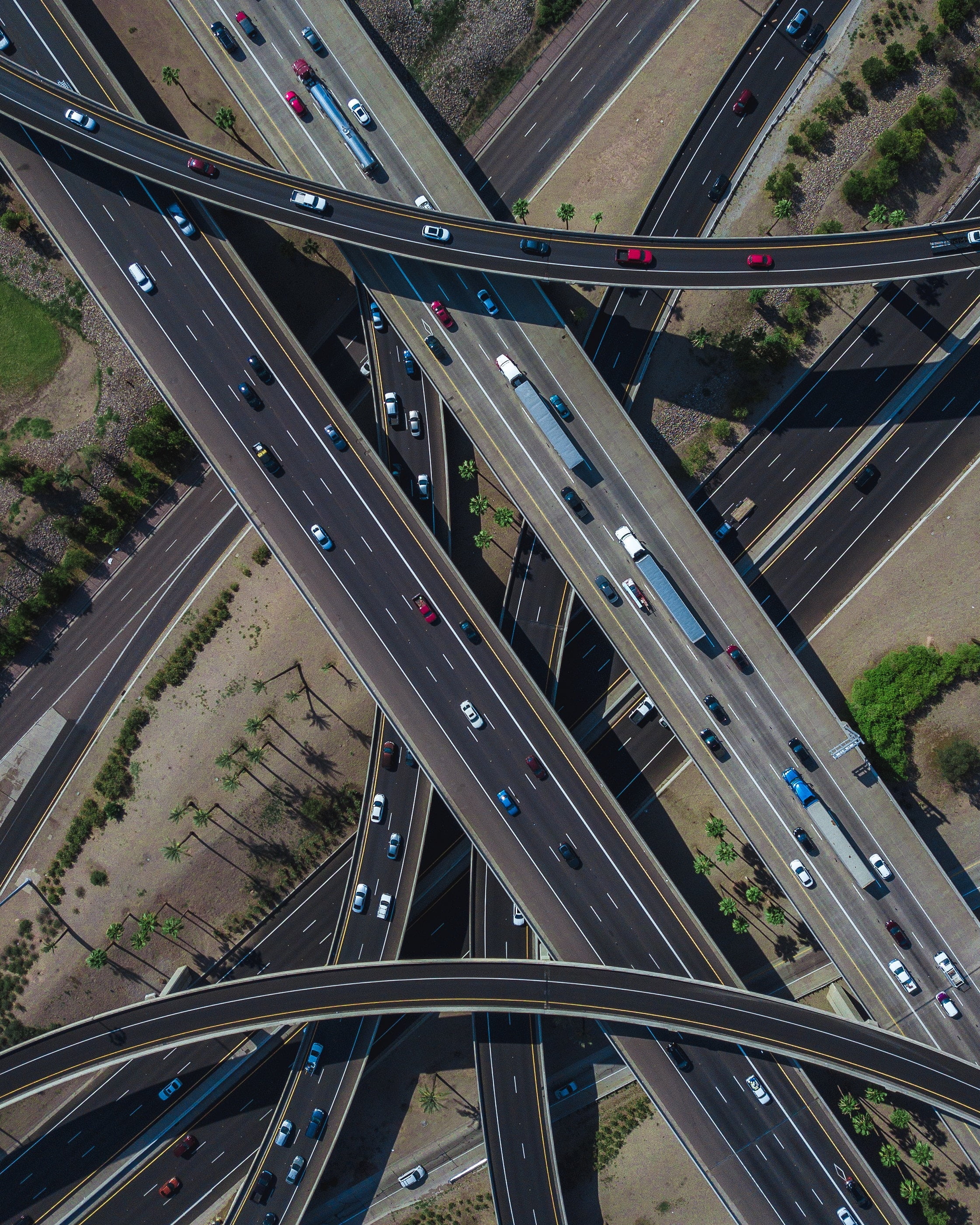 mode of transportation, street, bridge - man made structure, complexity, no people, traffic, overpass, road, road intersection, multiple lane highway, elevated road, Phone HD Wallpaper