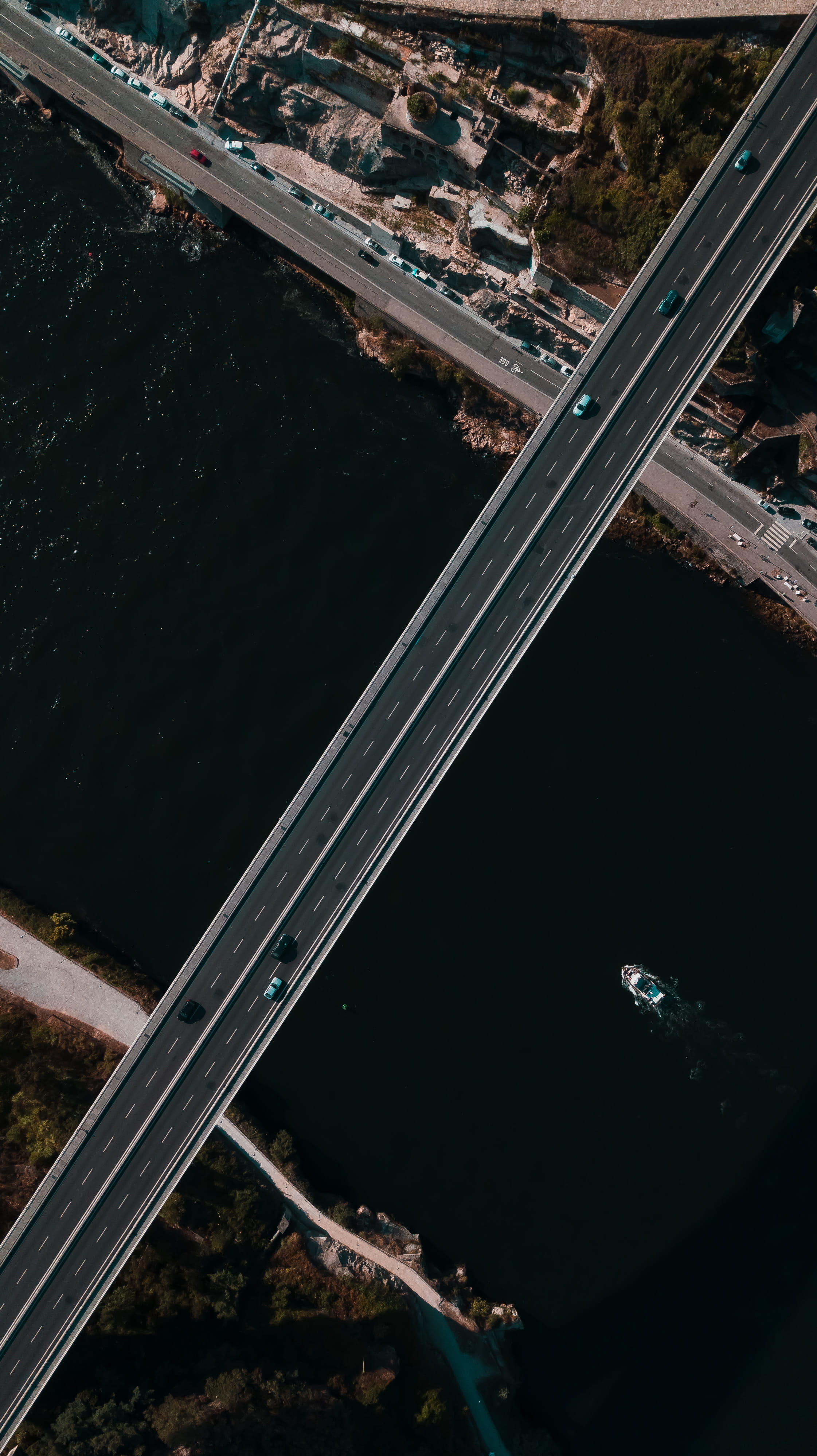 4K, nature, no people, vila nova de gaia, highway, bridge - man made structure, landscape, view, top, downtown, aerial view, night, ponte infante d henriques, Phone HD Wallpaper