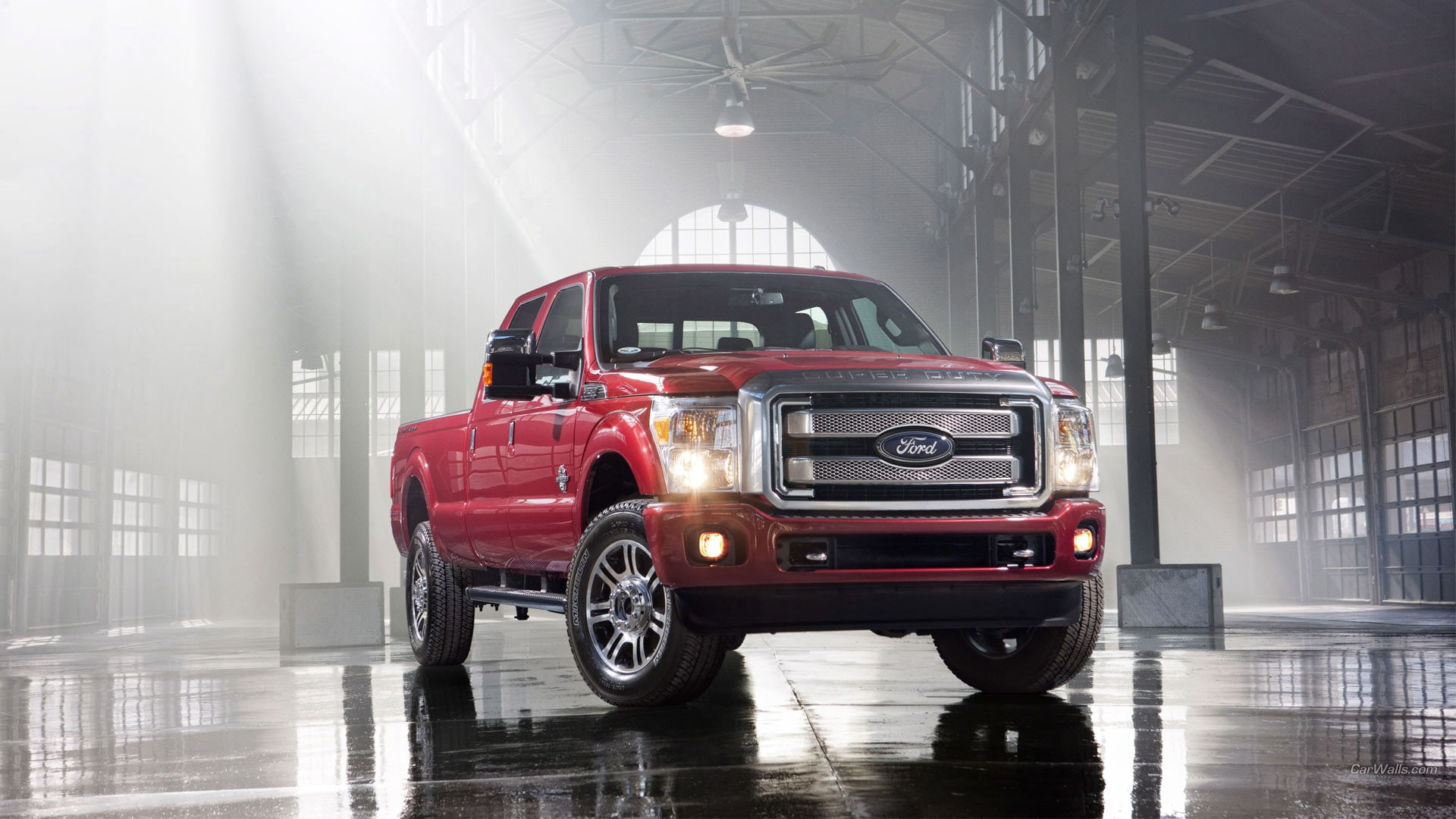 pickup trucks, Ford, Ford F-250, 1080P, red cars, vehicle, HD Wallpaper