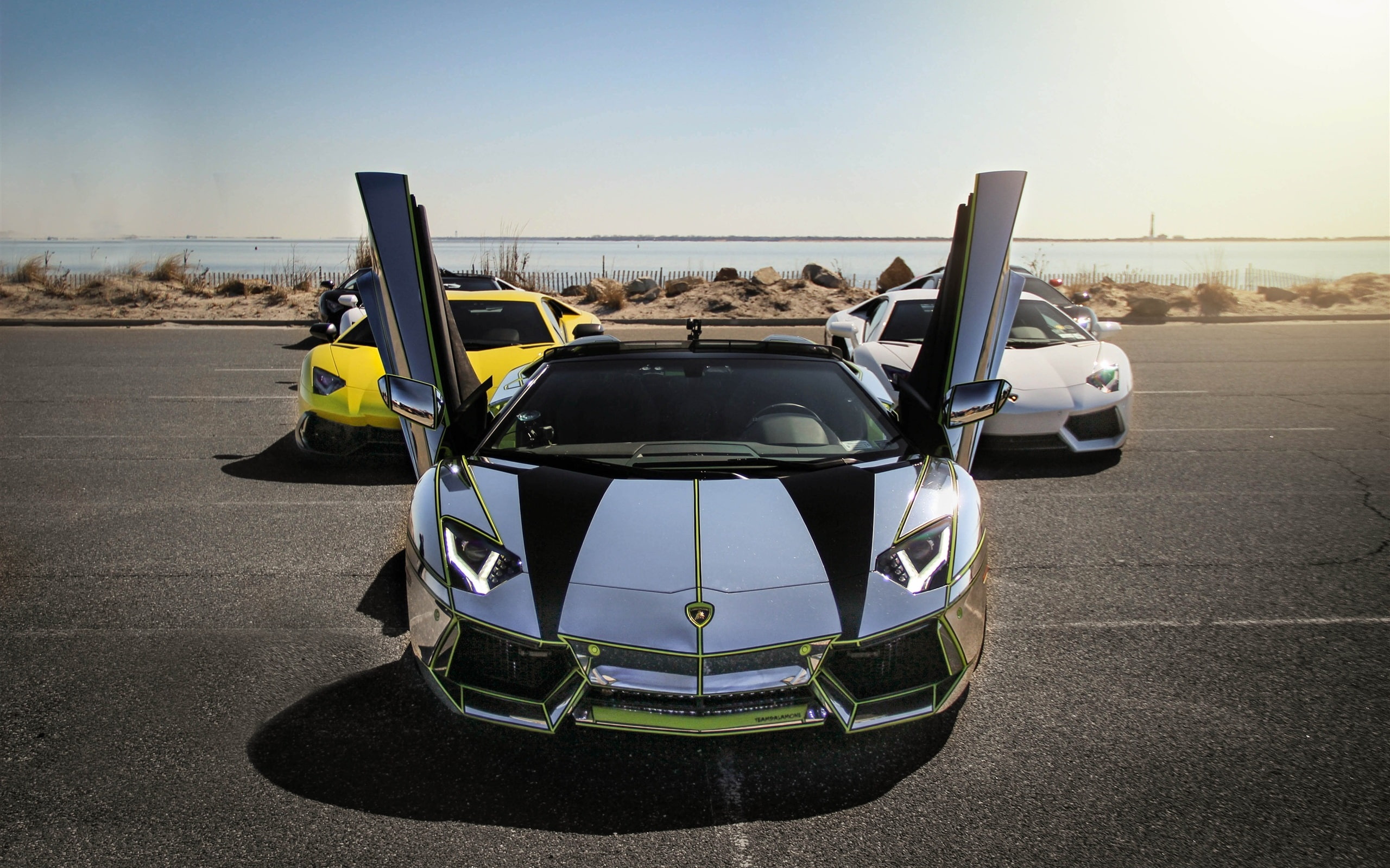 lp, 2K, White, Silvery, Yellow, aventador, Lamborghini, Supercars, HD Wallpaper