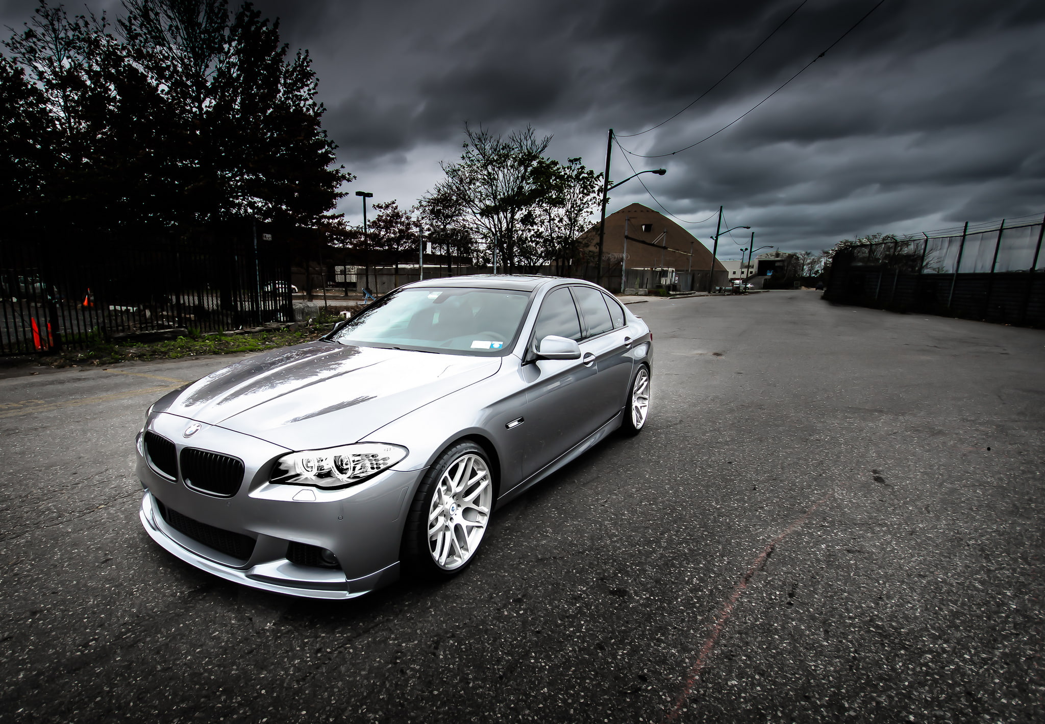 silver, silvery, front view, reflection, f10, BMW, 1080P, HD Wallpaper