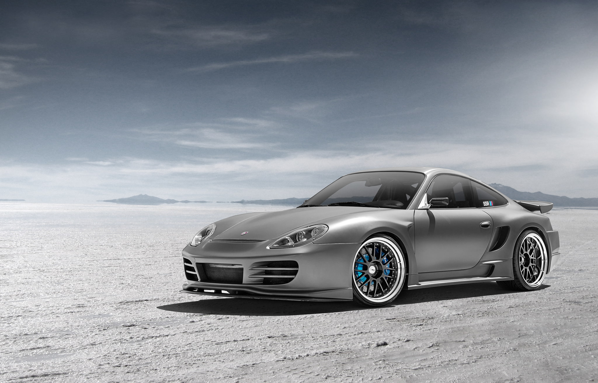 silvery, wealth, front, Porsche, nature, gray, transportation, coupe, chrome, 996, desert, 1080P, travel, mode of transportation, silver colored, Blik, HD Wallpaper