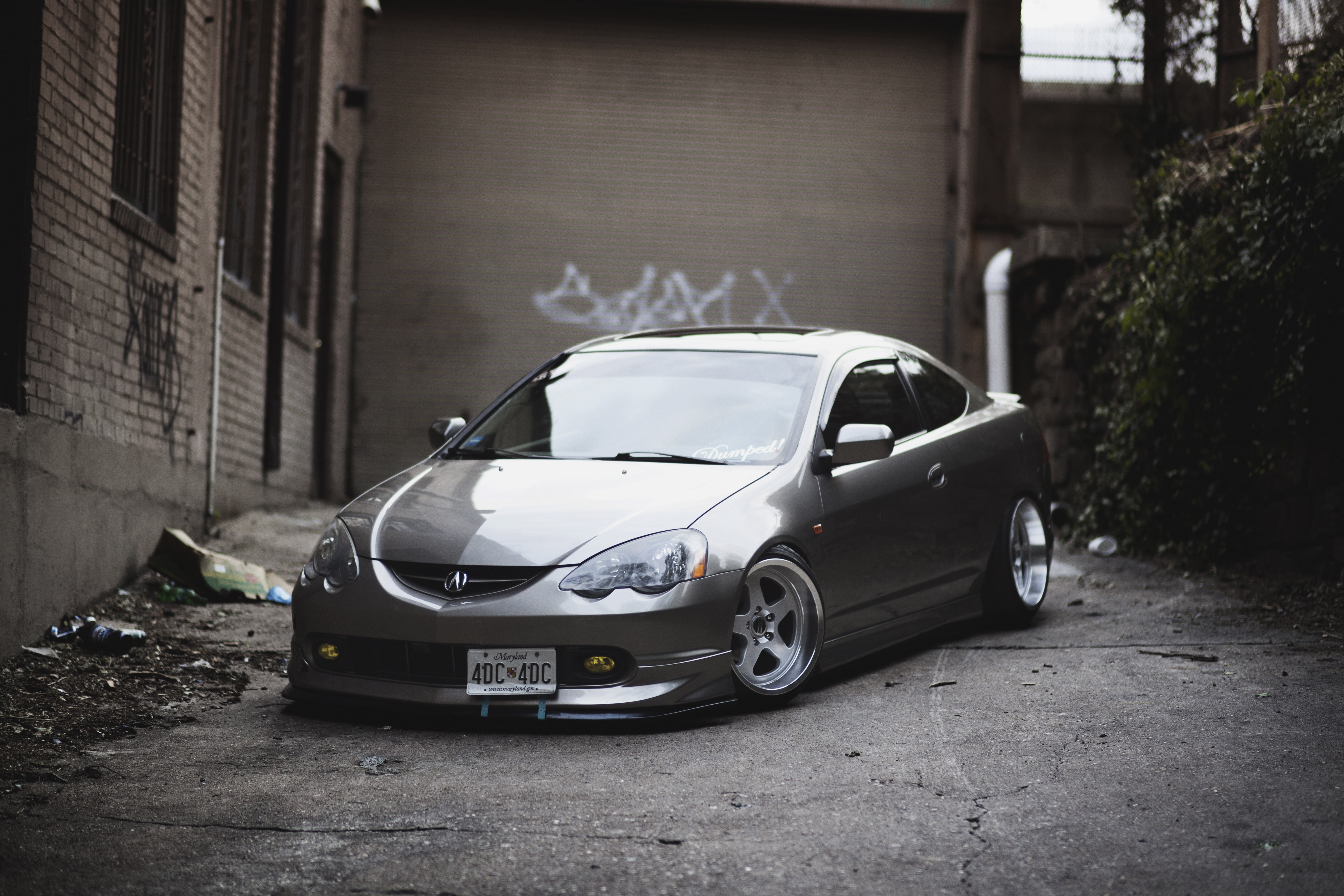 Windows, Acura, 5K, silver, the building, reflection, silvery, RSX, body, HD Wallpaper