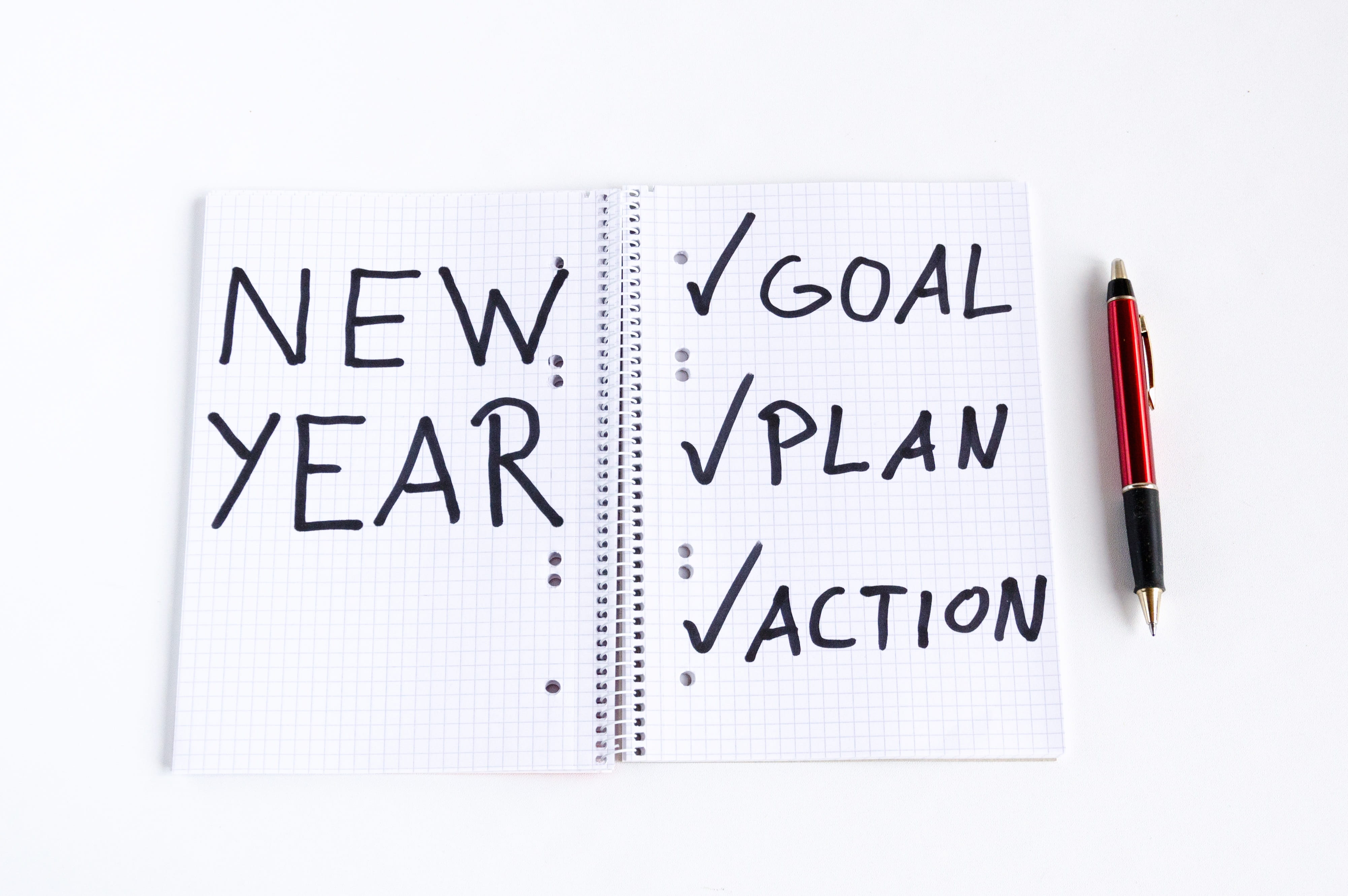 new years eve, blank, writing, objectives, correspondence, 2018, implementation, communication, indoors, list, resolutions, spiral notebook, note, letter, HD Wallpaper