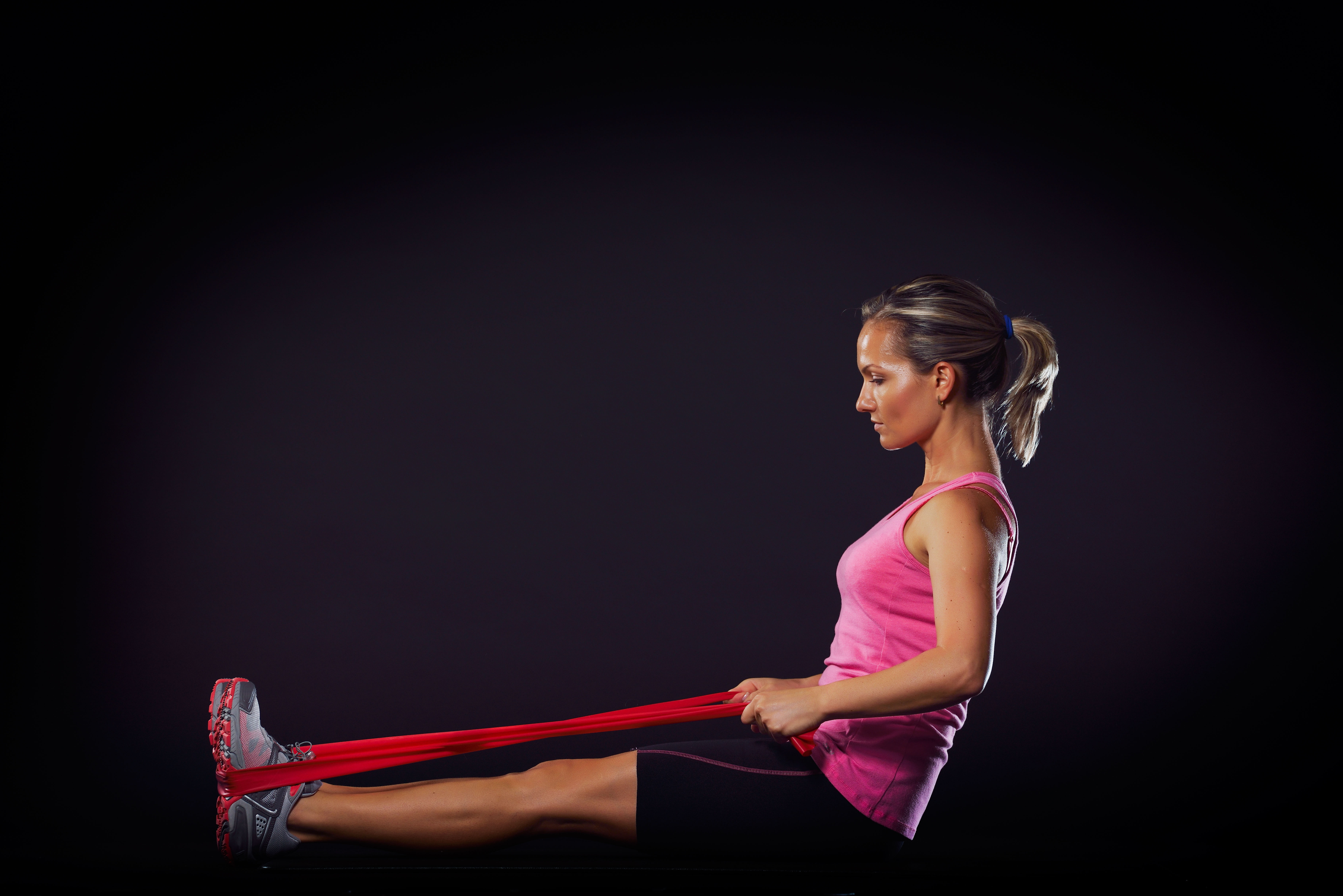 elongation, pilates, 5K, sportswear, elastic band, pose, HD Wallpaper