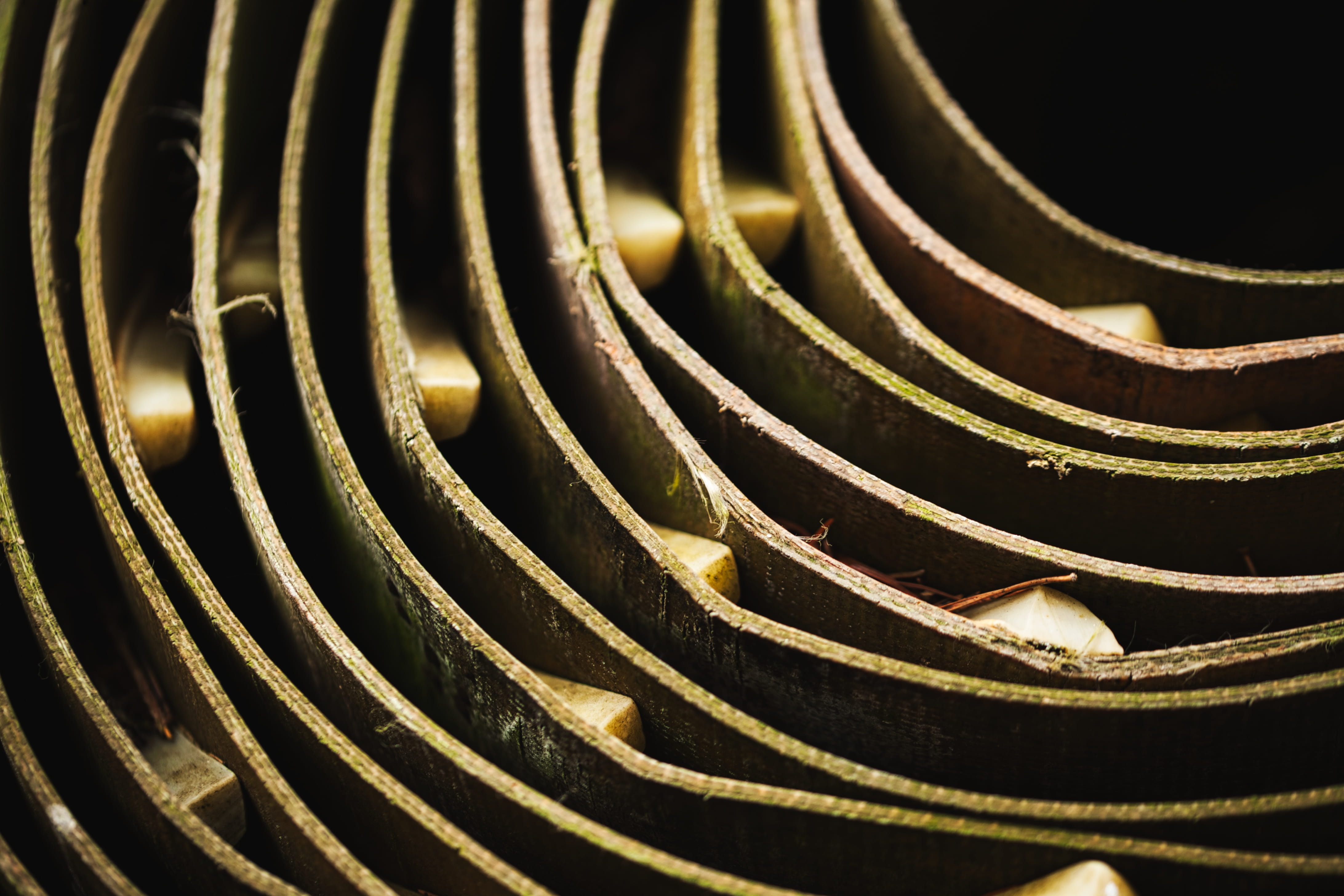 still life, textured, selective focus, spiral, circle, sunlight, close, design, close-up, repetition, business, curve, technology, pattern, backgrounds, HD Wallpaper