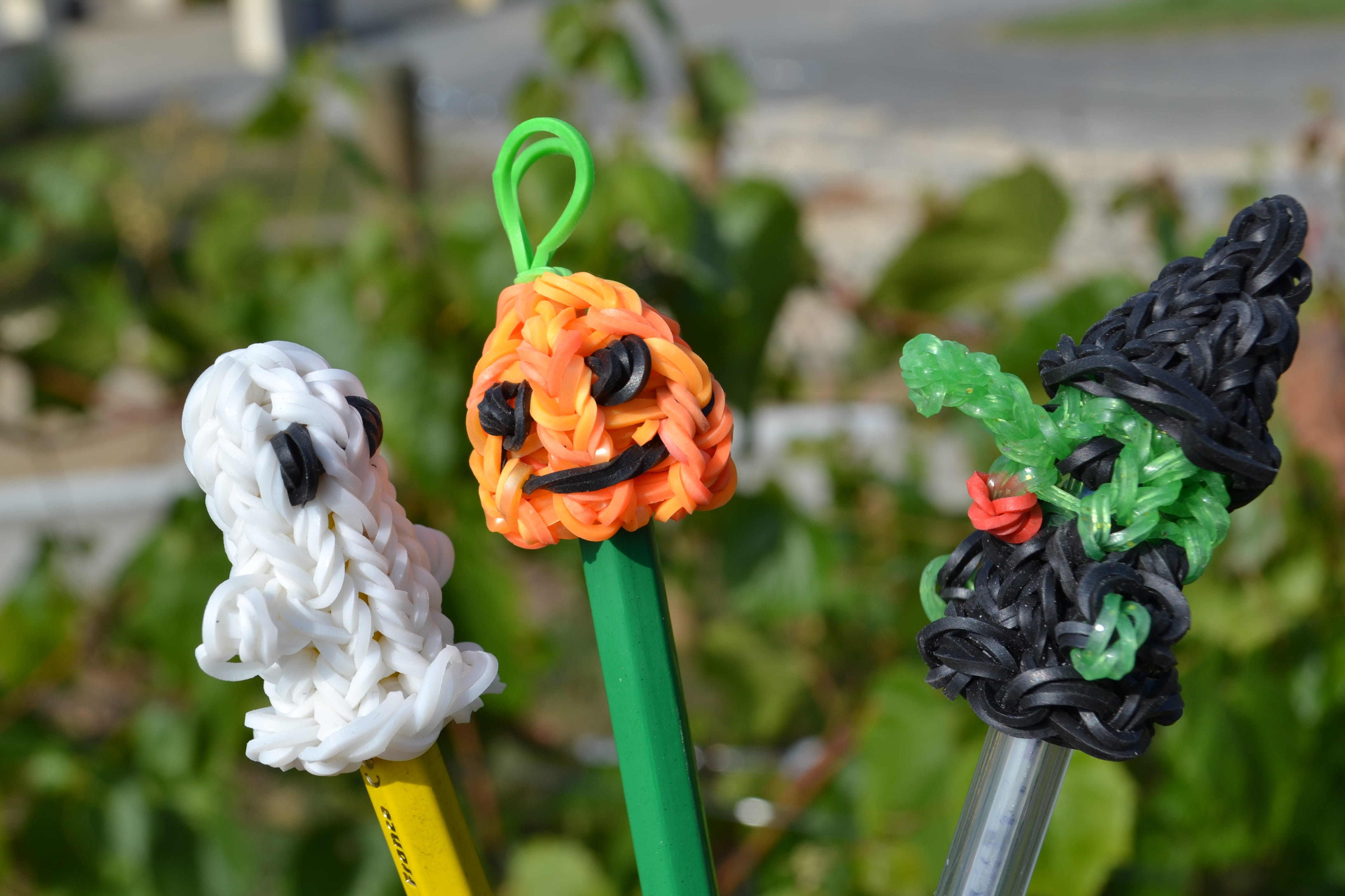 orange color, close-up, freshness, Witch, halloween, puppet pencil, figurine, green color, flowering plant, vulnerability, no people, day, growth, outdoors, HD Wallpaper