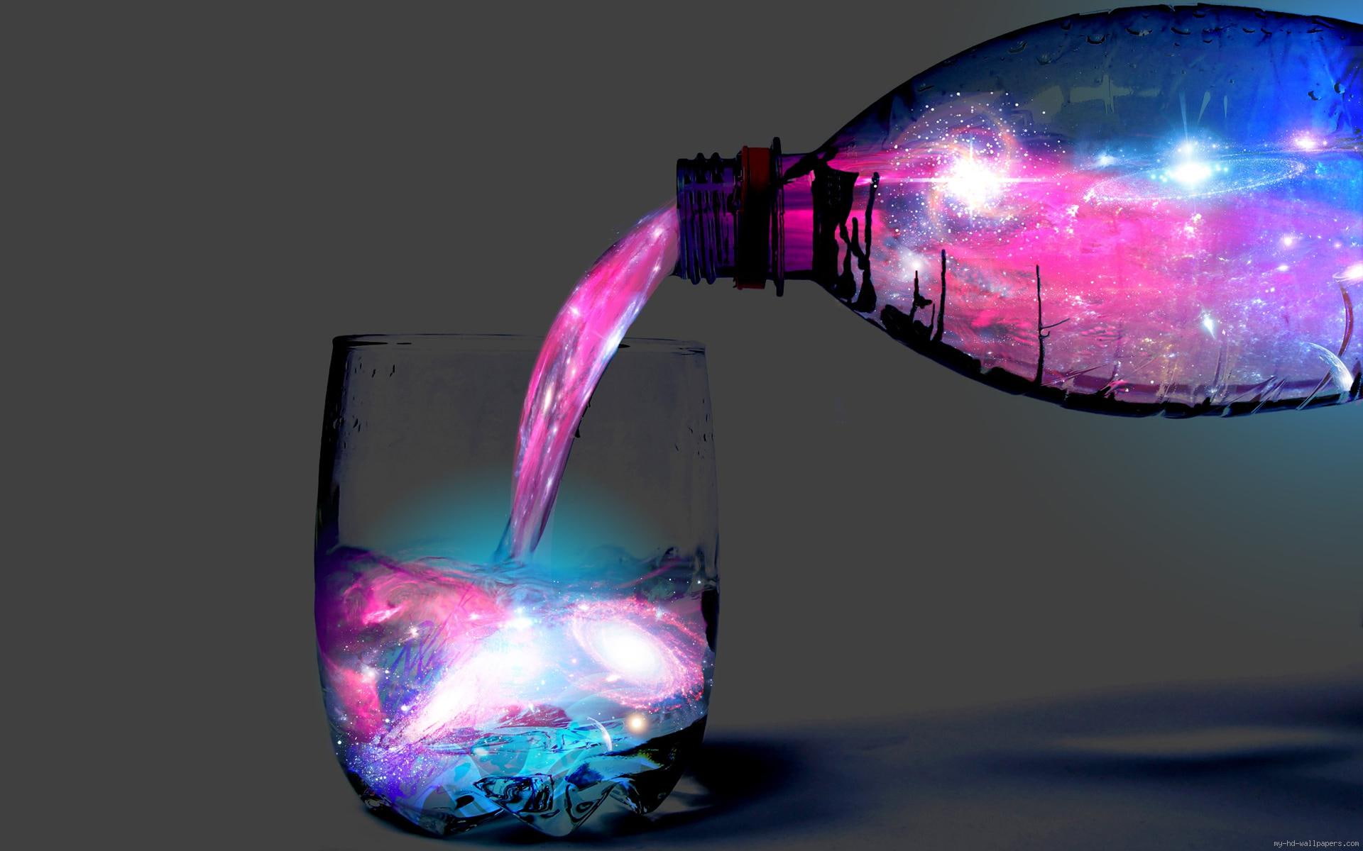 1080P, space, graphic, color, fluo, glass, drinking, clear, drink, HD Wallpaper