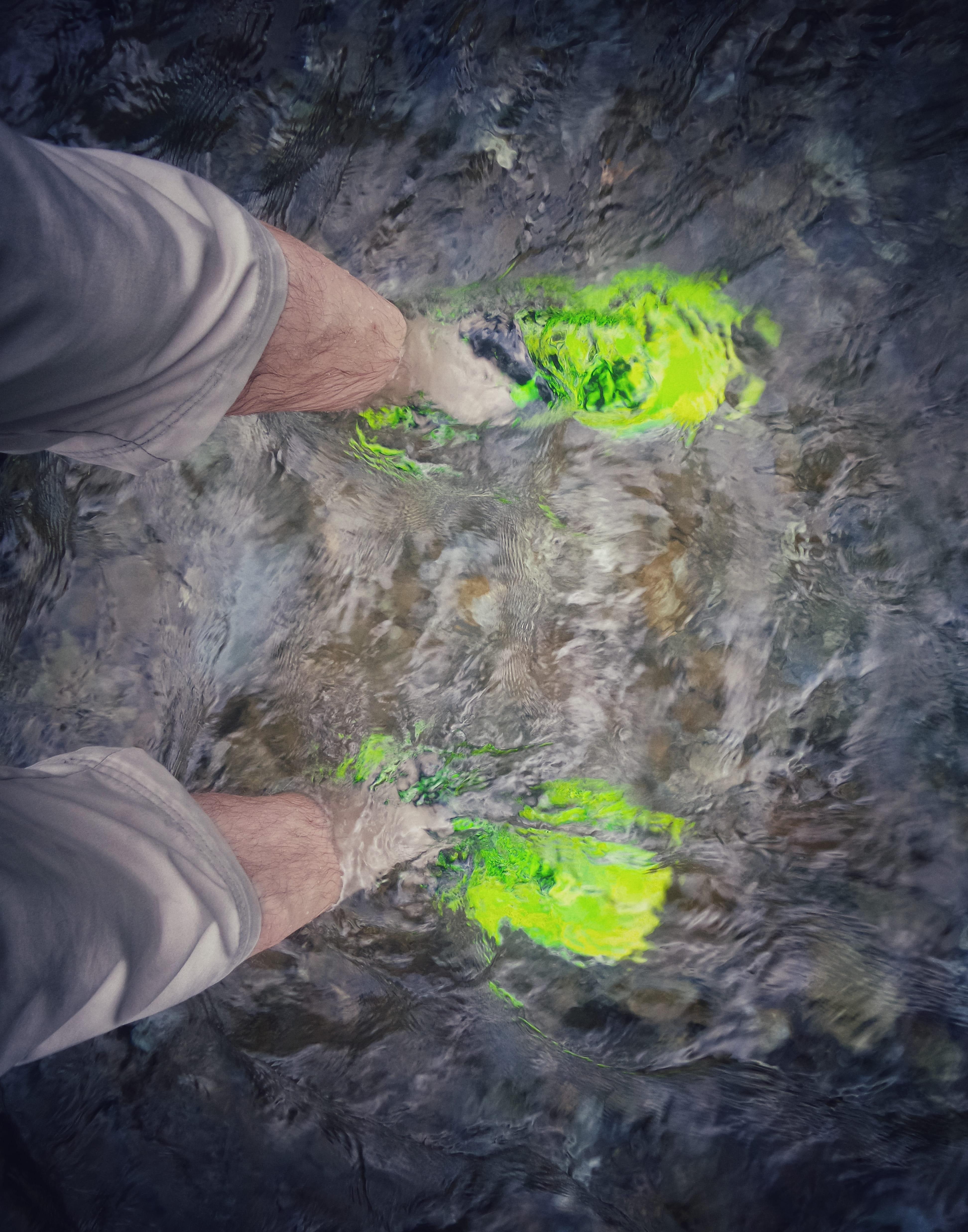human leg, human hand, day, plant, feet, nature, foot, hand, summer, lifestyles, one person, sneakers, wet, under, flowing water, river, high angle view, Phone HD Wallpaper
