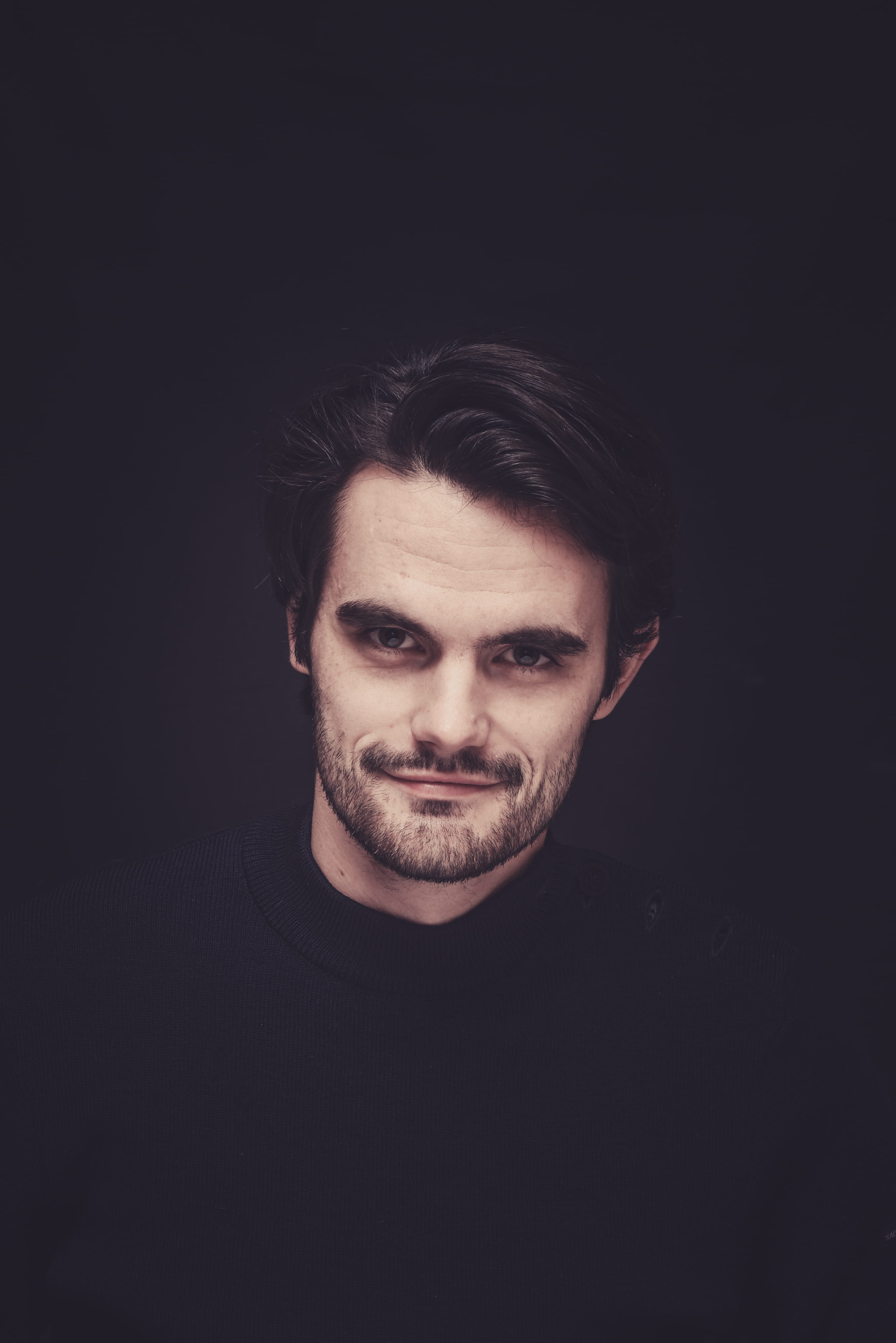 copy space, adult, black background, wearing, looking at camera, beard, men, beautiful people, studio shot, hardware, headshot, handsome, body part, hairstyle, Phone HD Wallpaper