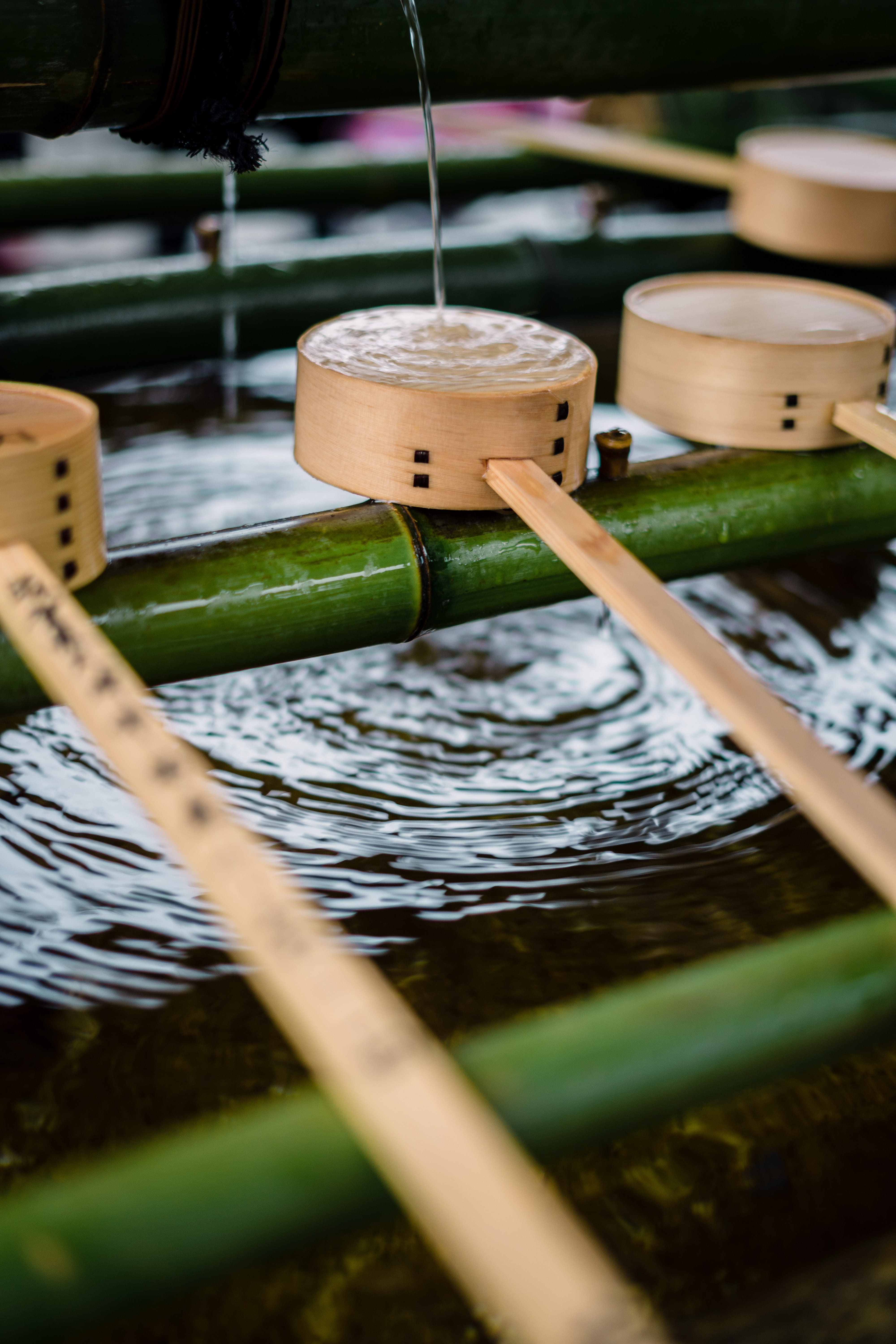 fountain, running water, outdoors, bamboo, 5K, bowl, architecture, spirituality, drinking fountain, japan, ladle, household equipment, kyoto, religion, Phone HD Wallpaper