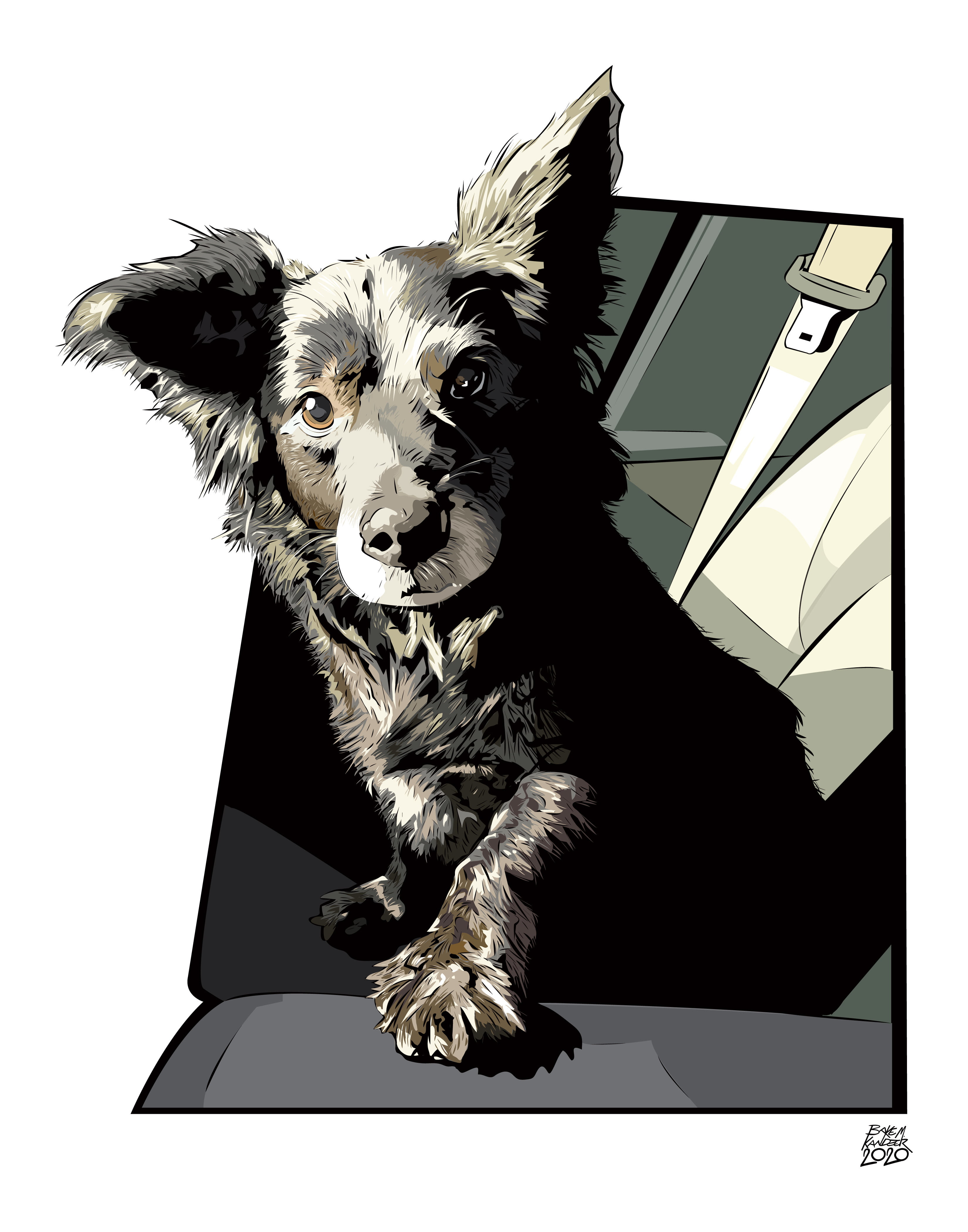 animals, Blake M. Kandzer, belt, digital painting, ArtStation, artwork, furry, portrait display, brown eyes, belt buckle, Seat, fan art, pet, white background, Phone HD Wallpaper