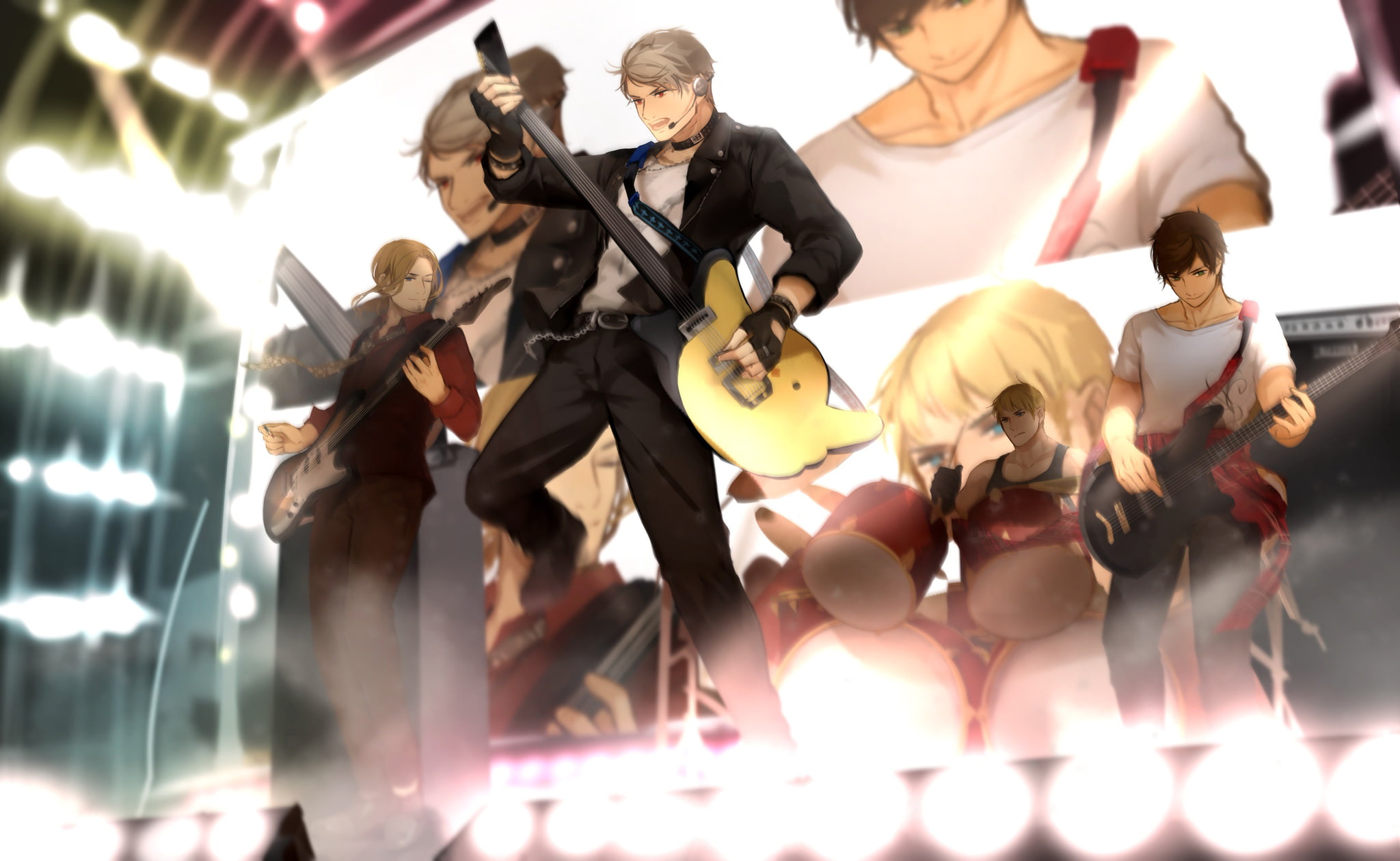 adult, prussia, fashion, guitar, germany, togetherness, music, vitality, illuminated, stage, women, lifestyles, Anime, medium group of people, people, full length, HD Wallpaper