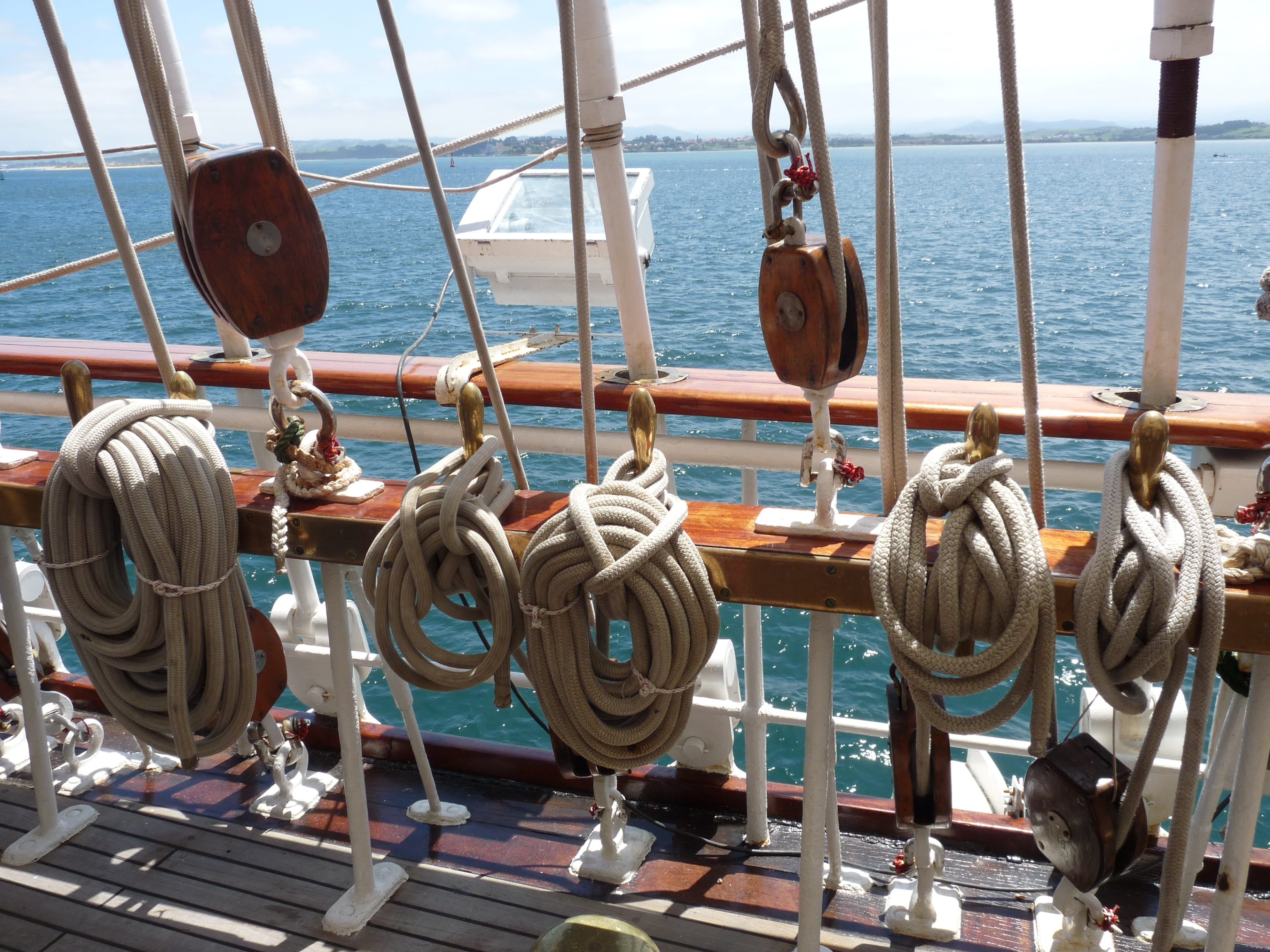 travel, security, day, outdoors, transportation, sunlight, wood - material, yacht, sailing Ship, rope, boat Deck, sailboat, horizon, mode of transportation, HD Wallpaper