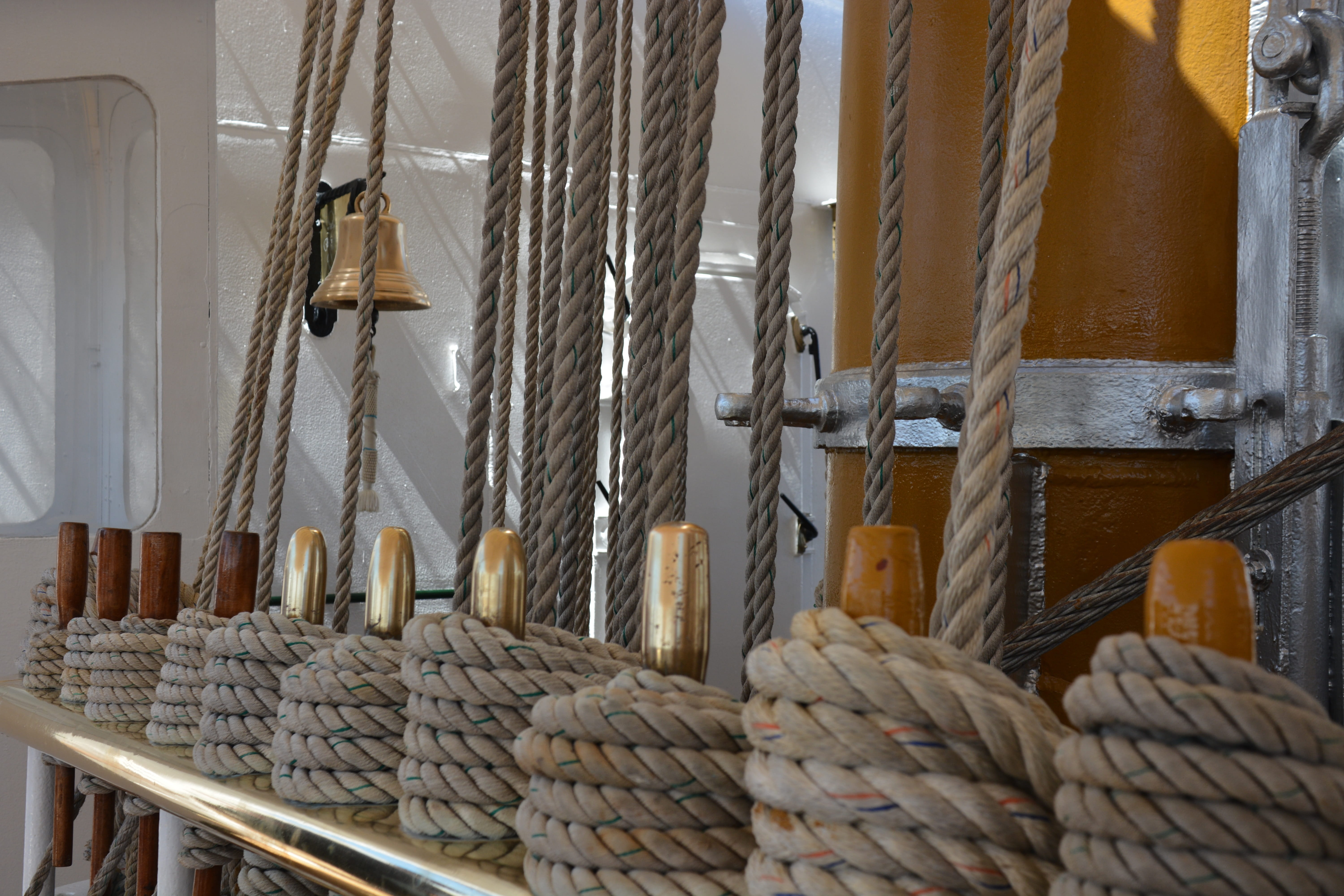 Ship, tied up, metal, pattern, hanging, argentina, ship bell, transportation, nature, strength, Sailing Vessel, Technology, close-up, wood - material, low angle view, HD Wallpaper