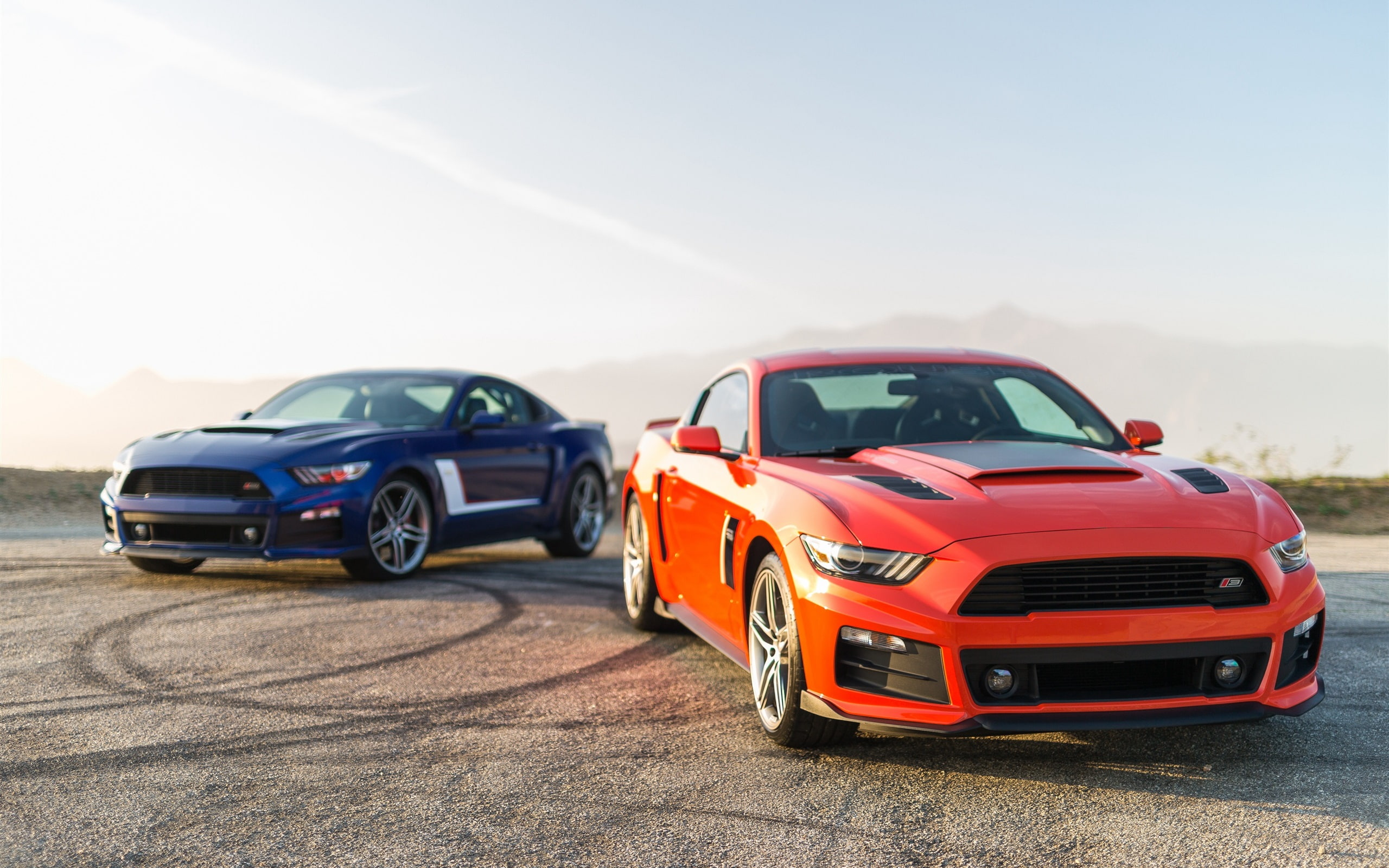 Ford, Blue, sports, red, 2014, Orange, 2K, coupe, Mustang, Cars, HD Wallpaper