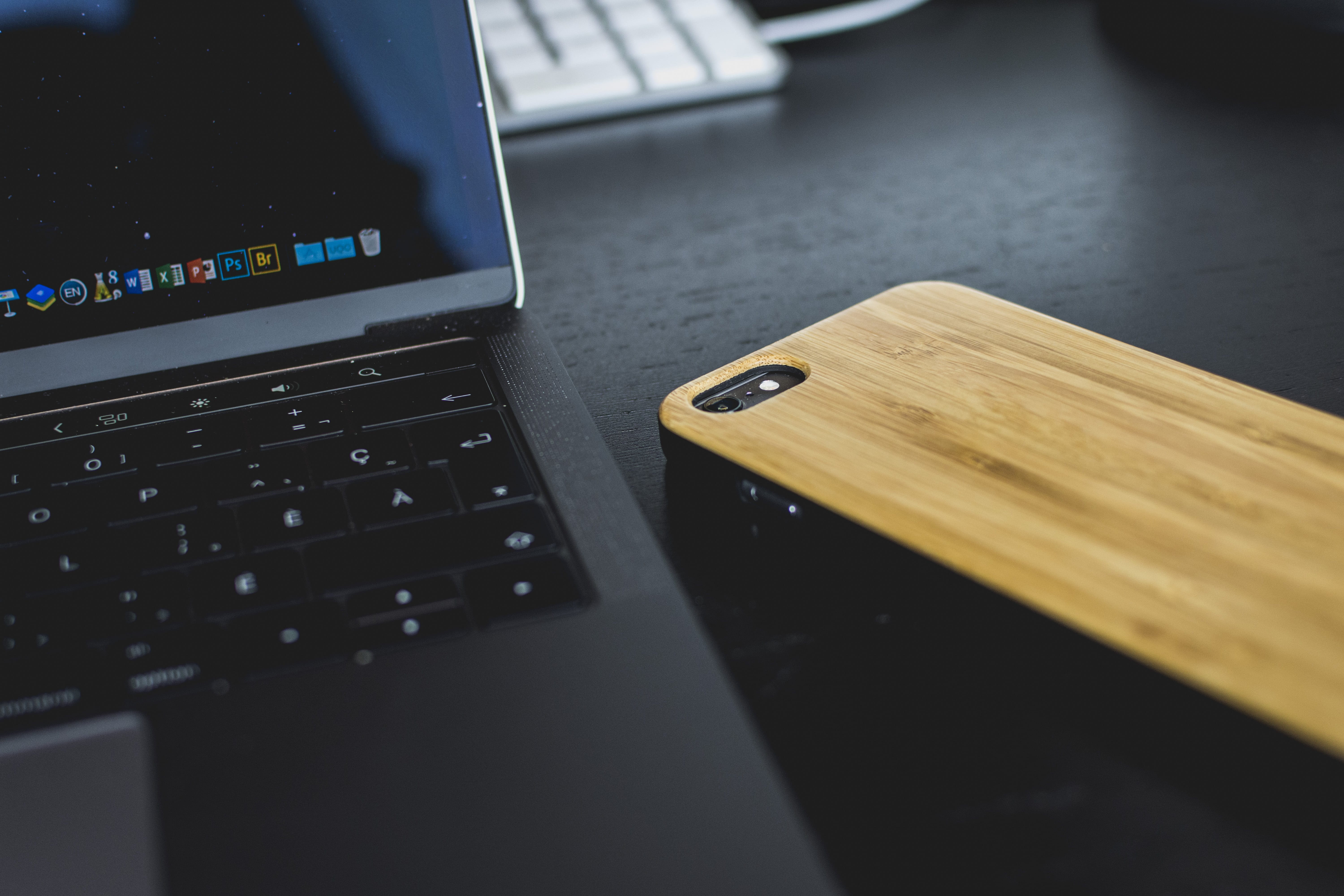wireless technology, wood, still life, beside, desk, computer keyboard, smartphone, technology, indoors, table, internet, computer network, style, 5K, HD Wallpaper