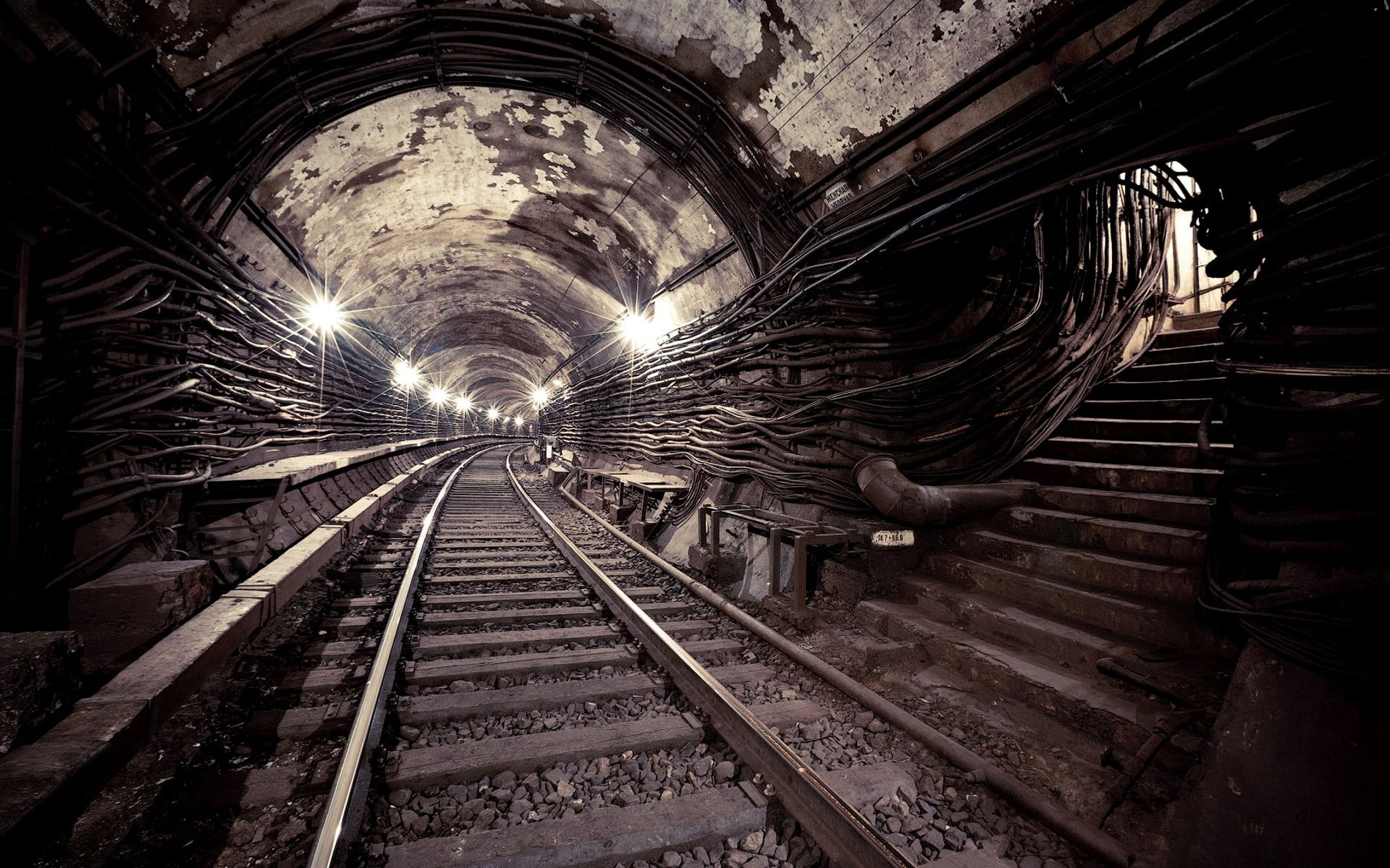 light at the end of the tunnel, SUBWAY, industry, rail, direction, long, LIGHT, no People, SLEEPERS, steel, diminishing Perspective, old, gray, speed, the way forward, HD Wallpaper