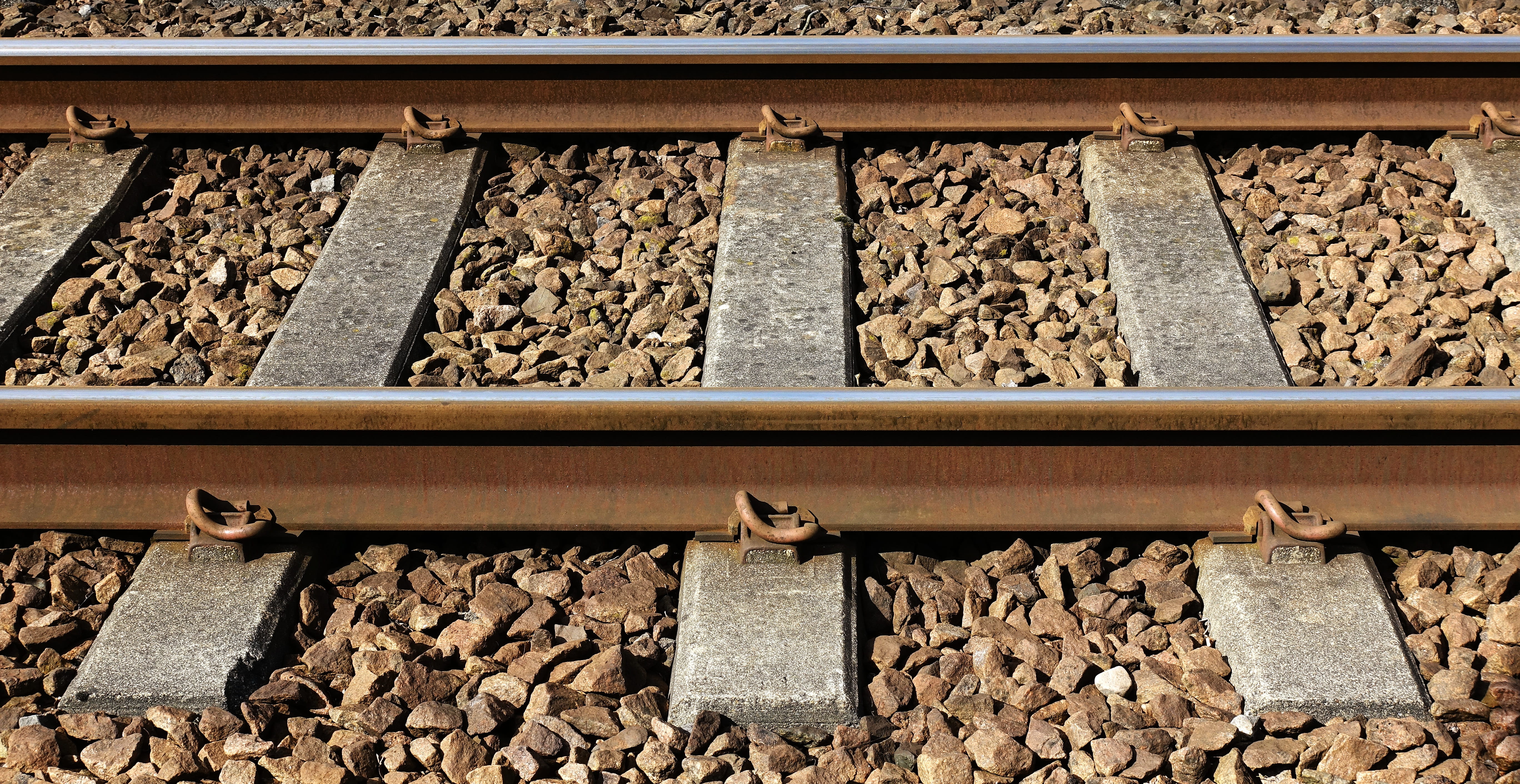 ballast, railroad, metal, railway, outdoors, rock - object, rusty, track, gauge, sleeper, day, rust, nature, rock, 5K, transportation, connection, stone - object, HD Wallpaper