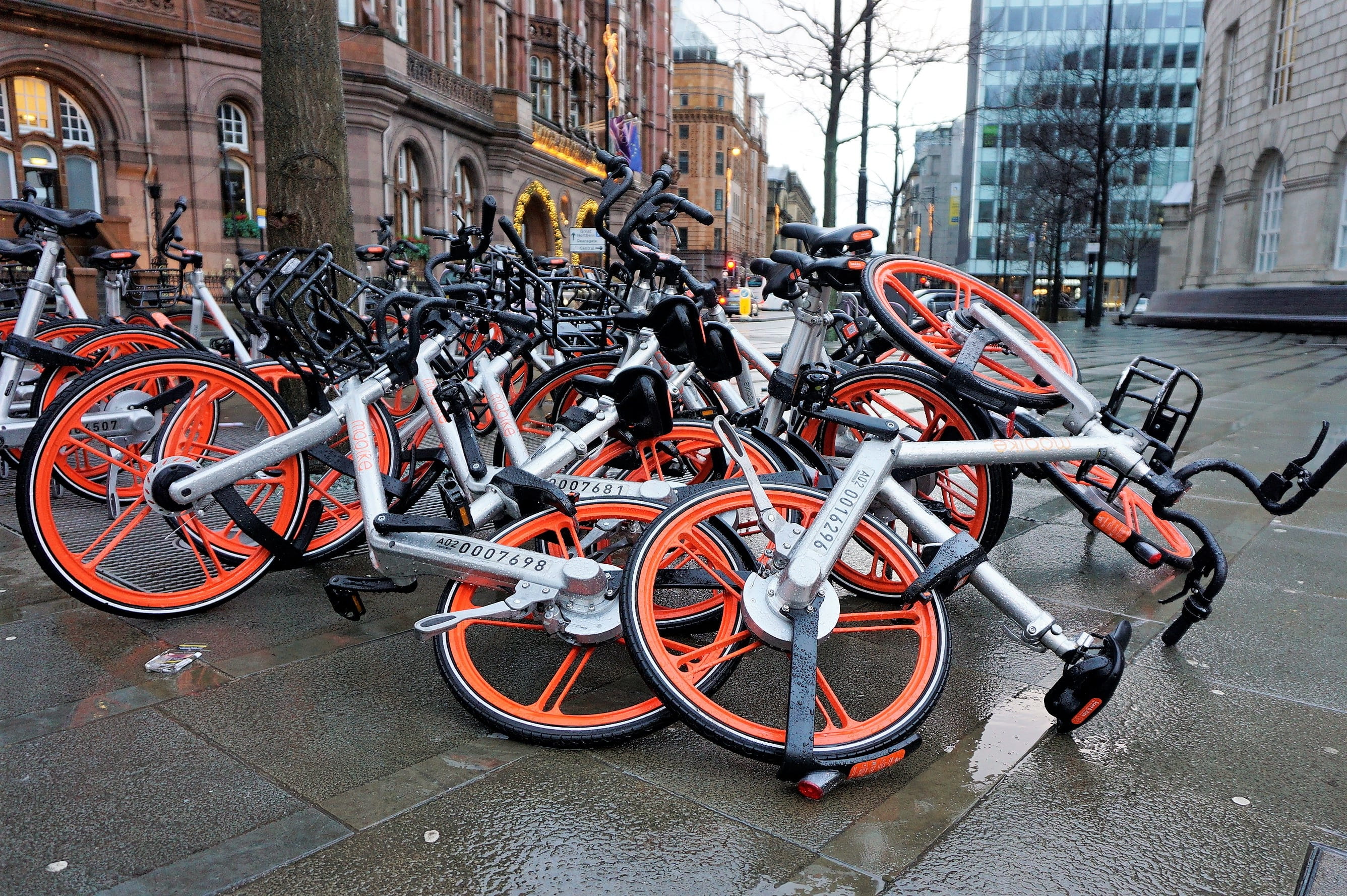 orange, wind, storm, mode of transportation, wheel, transportation, no people, stationary, city, building exterior, city life, building, road, the urban area, HD Wallpaper