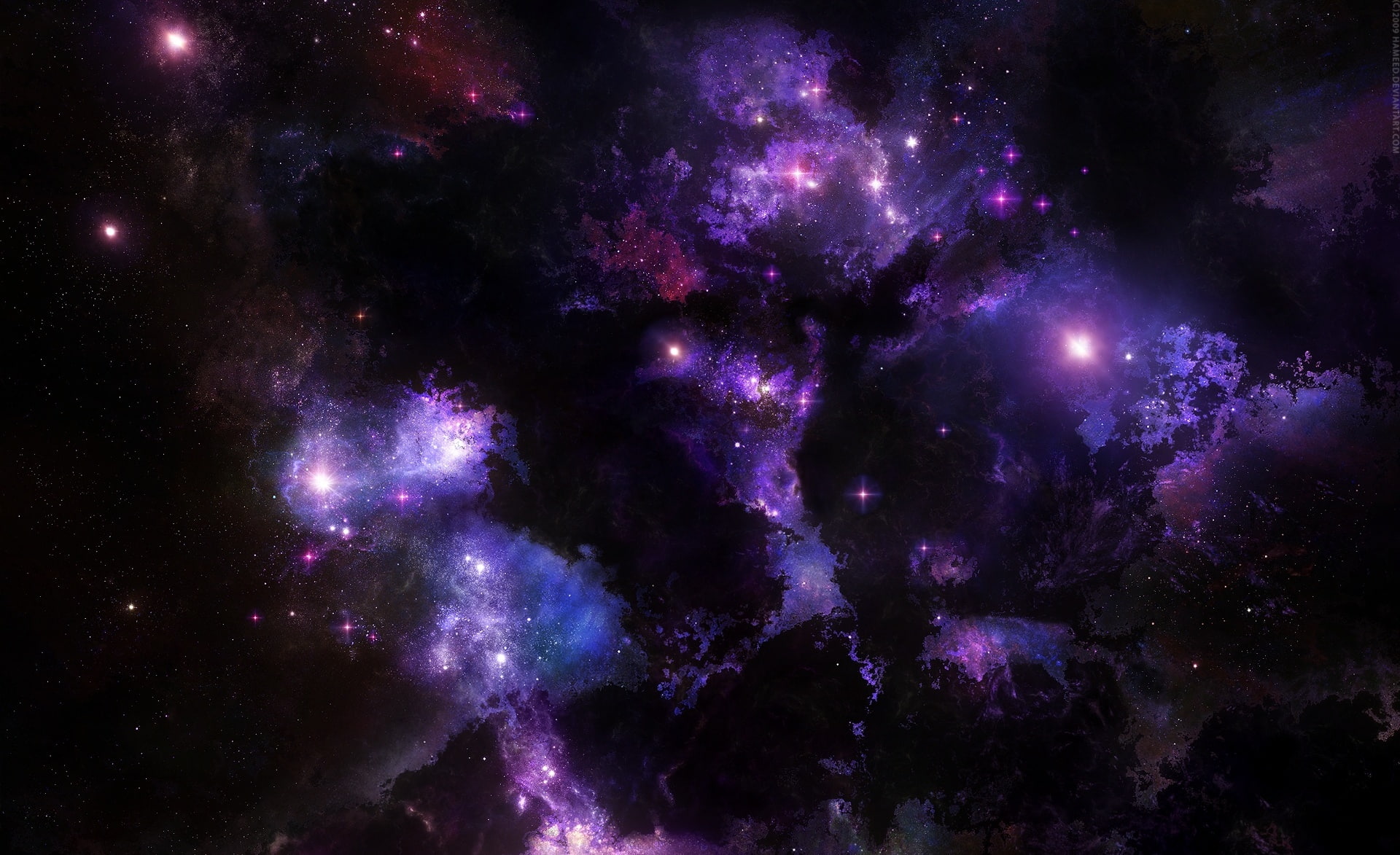 constellation, astronomy, mystery, night, illuminated, outdoors, blue, galactic, dark, 1080P, center, glowing, purple, luminosity, Disorder, Space, scenics - nature, HD Wallpaper