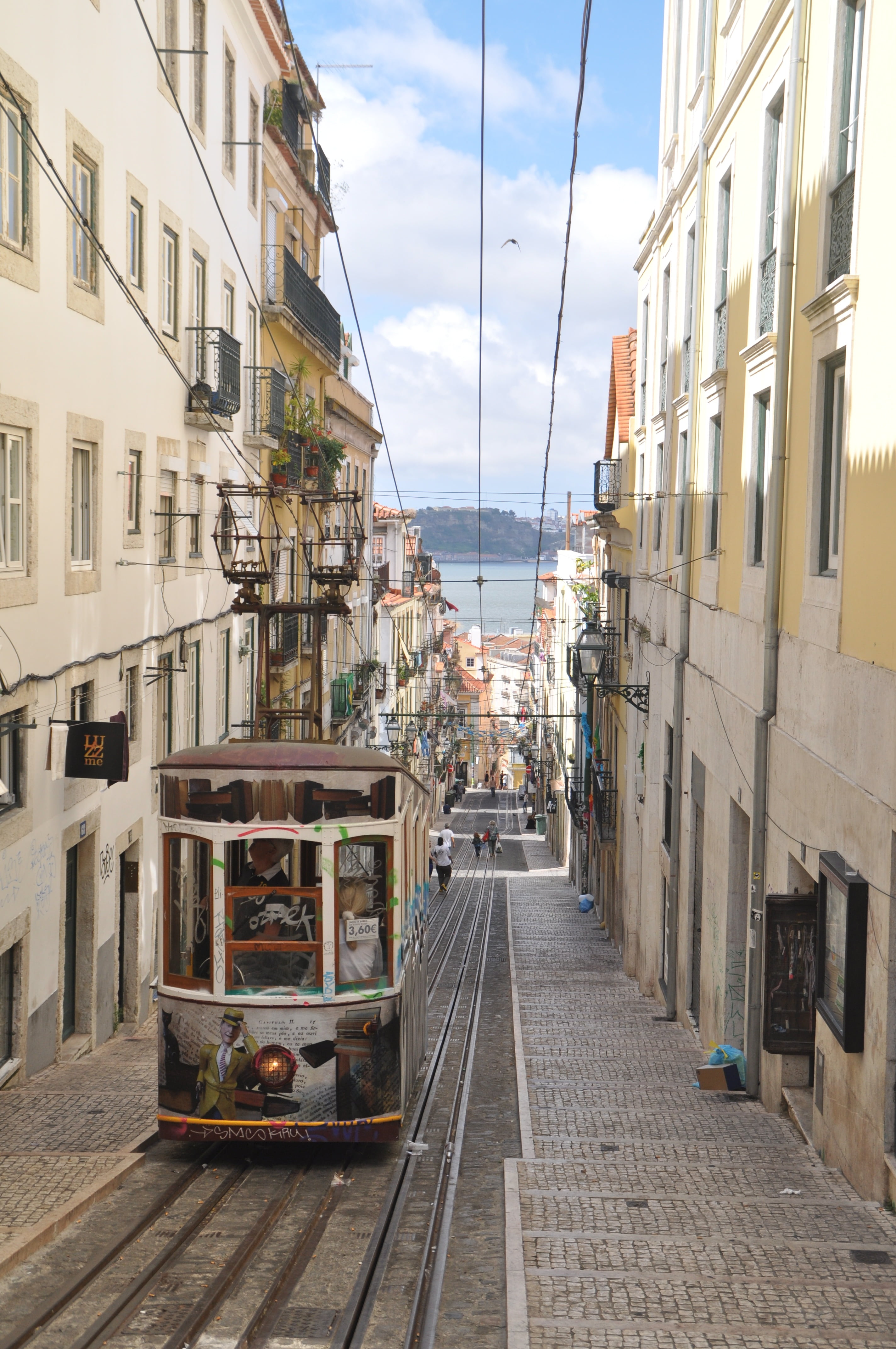 mode of transportation, sky, building, direction, holiday, traffic, transportation, railroad track, portugal, residential district, lisbon, rail transportation, Phone HD Wallpaper