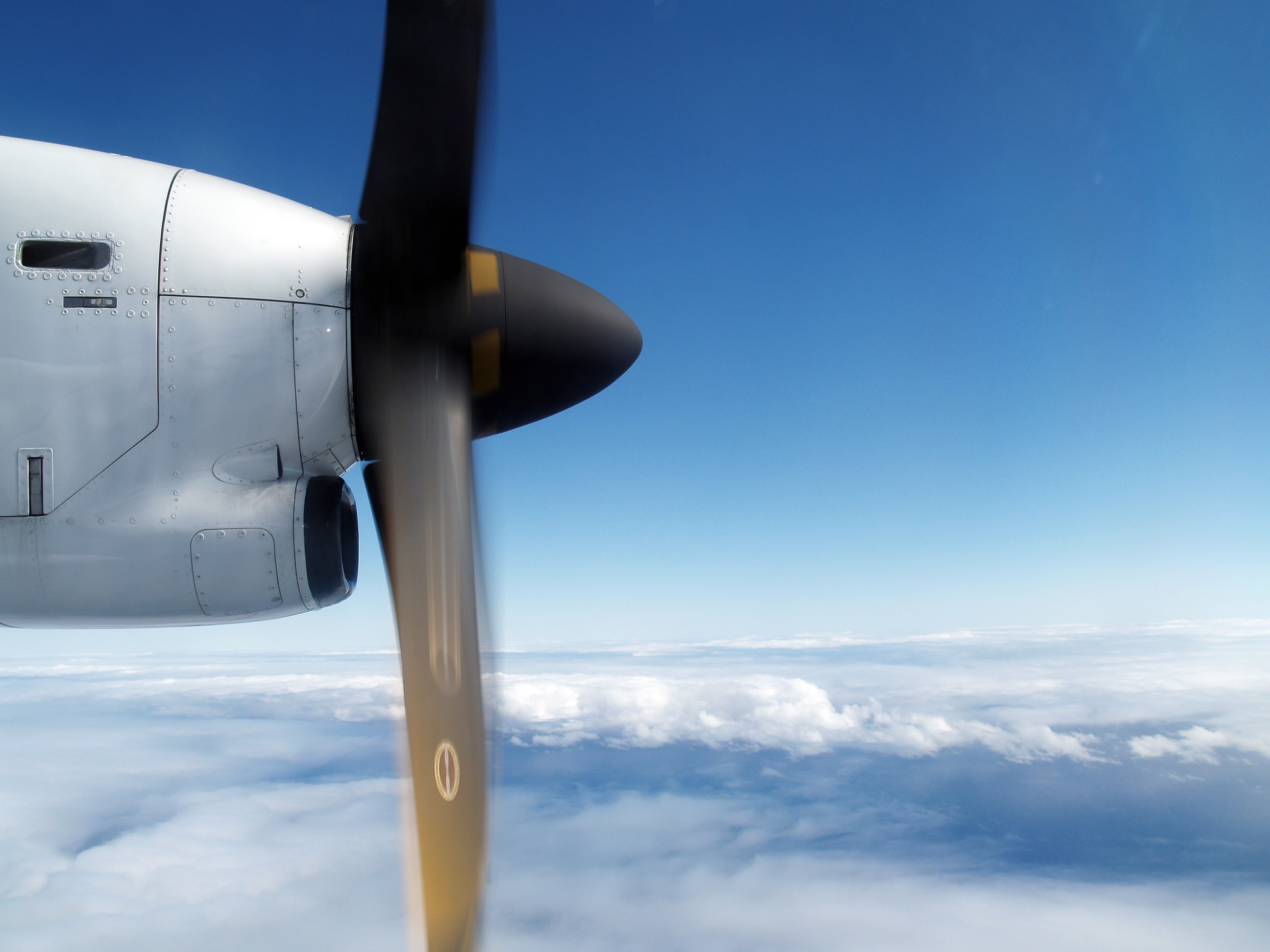 airplane, cloud - sky, mode of transportation, flying, aerospace industry, blue, fly, air vehicle, on the move, aircraft wing, propeller, environment, outdoors, HD Wallpaper