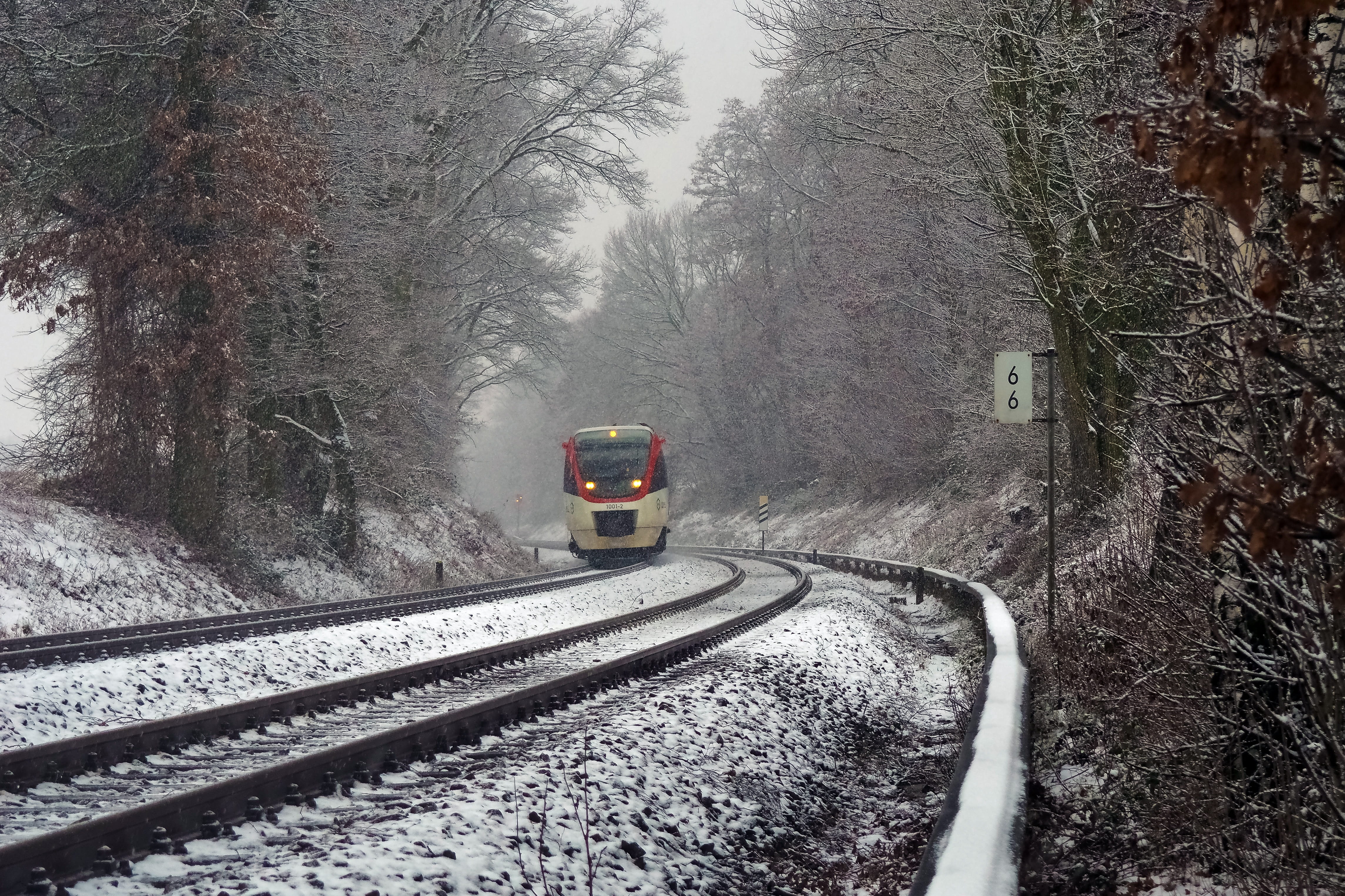 no people, frosty, winter, landscape, land vehicle, on the move, outdoors, cold temperature, snowy, snow landscape, cold, train, nature, tree, mode of transportation, HD Wallpaper