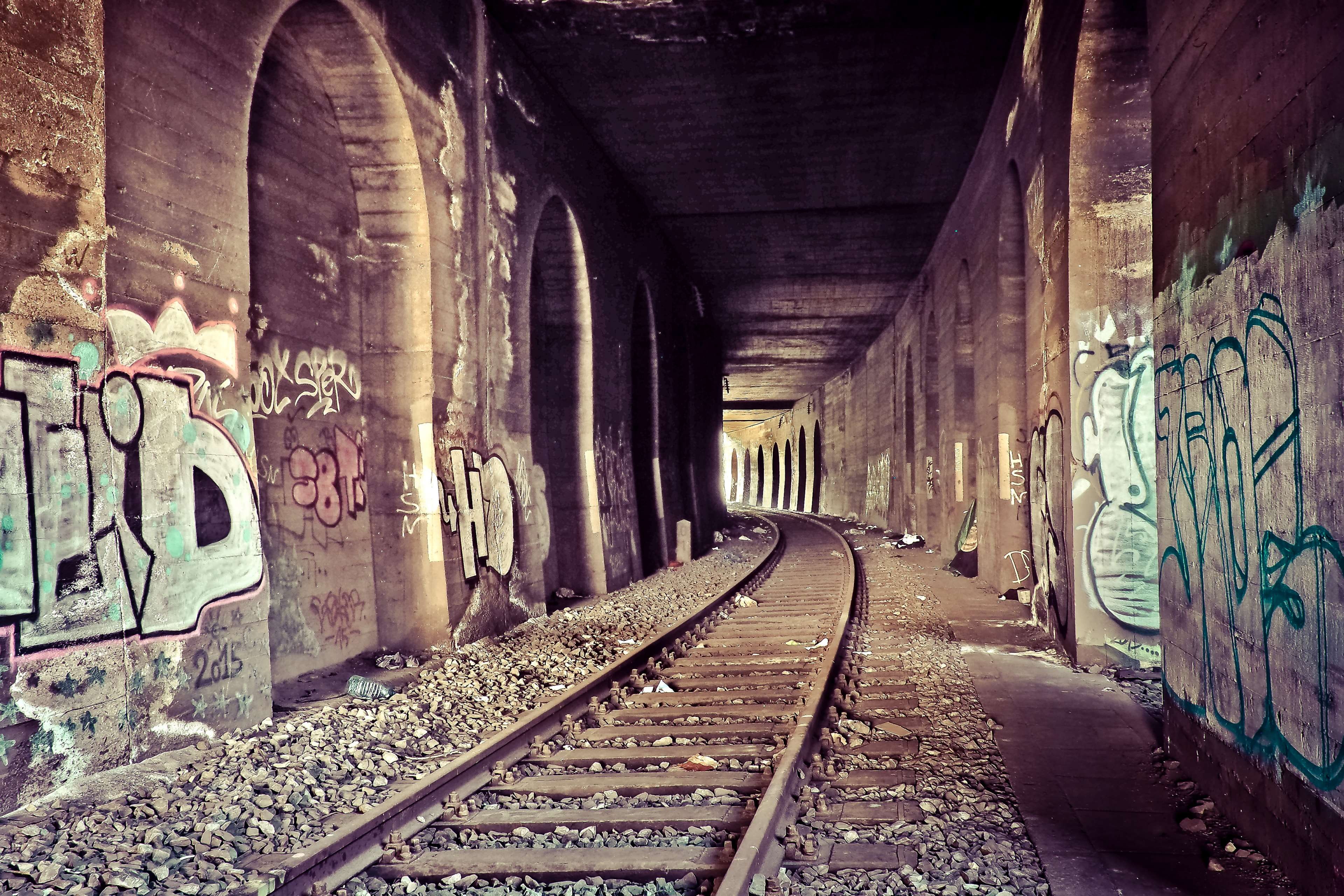 leave, past, 4K, ruined, indoors, decay, gleise, destruction, transportation, forget, dark, track, obsolete, built structure, graffiti, dirty, pforphoto, HD Wallpaper