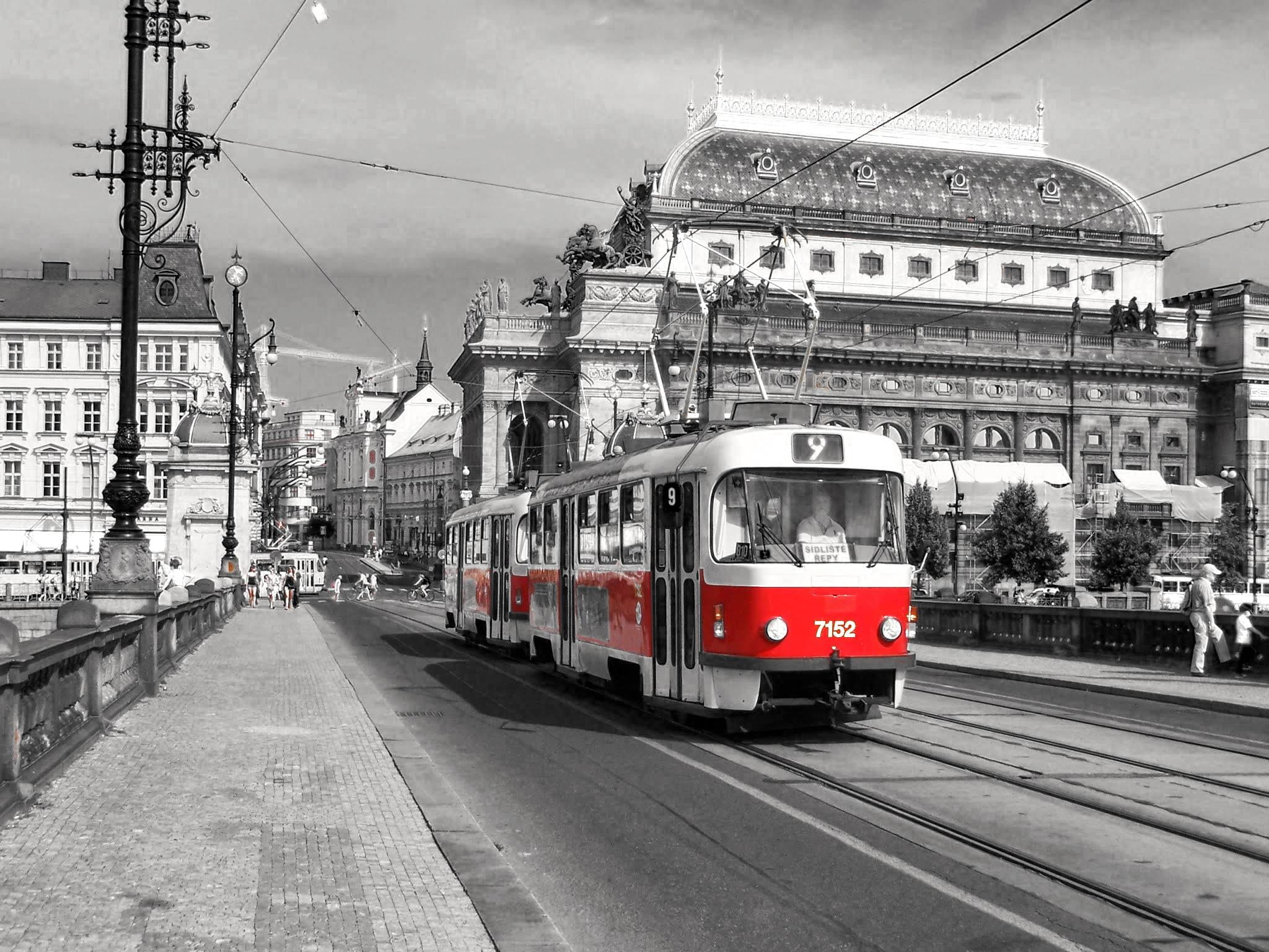 public transport, technology, cable car, transportation, architecture, street, czech republic, public transportation, prague, track, built structure, city life, HD Wallpaper