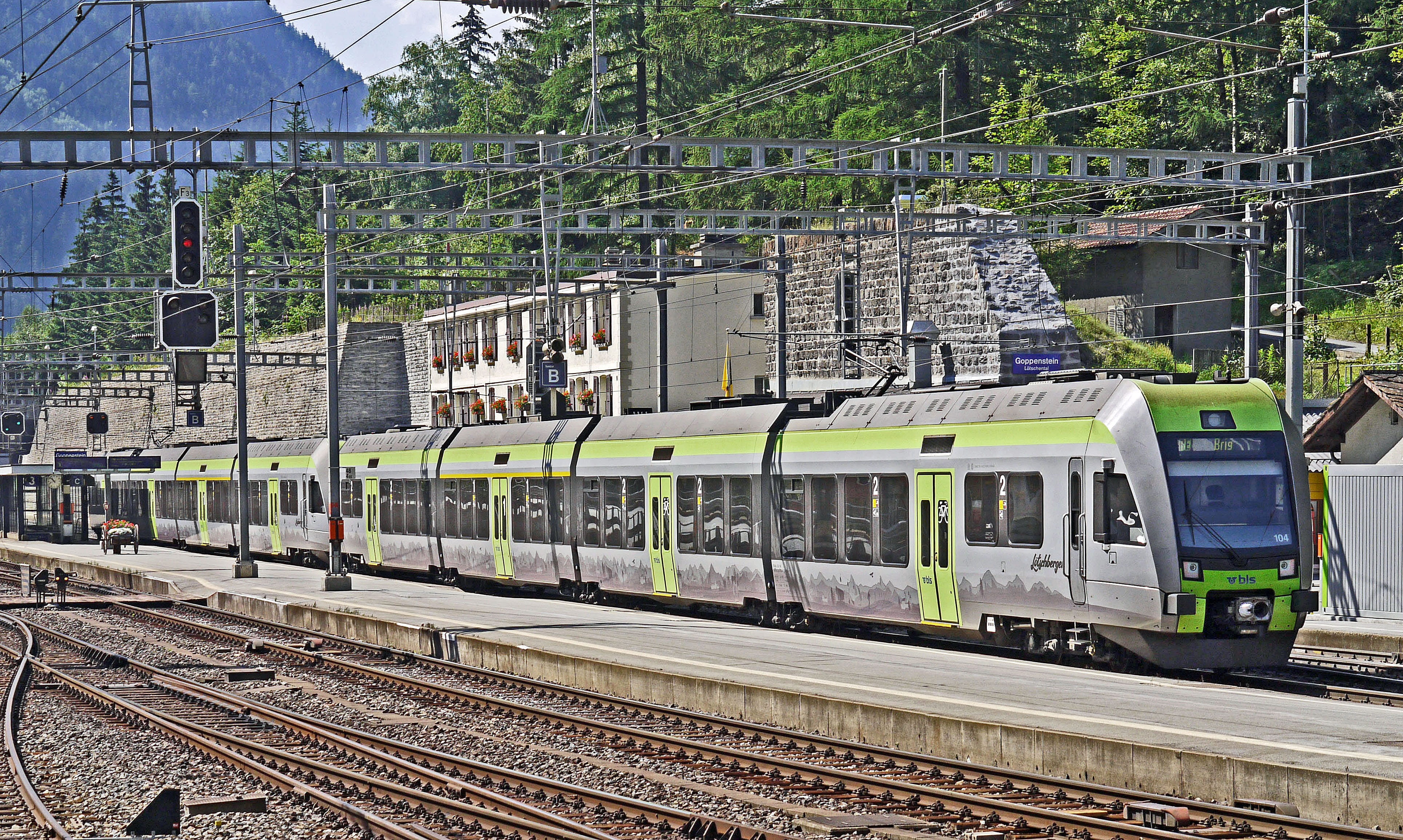 train, travel, bls, city, land vehicle, day, railroad track, regional traffic, architecture, station, railway, building exterior, Railway Station, bern-lötschberg-simplon railway, HD Wallpaper