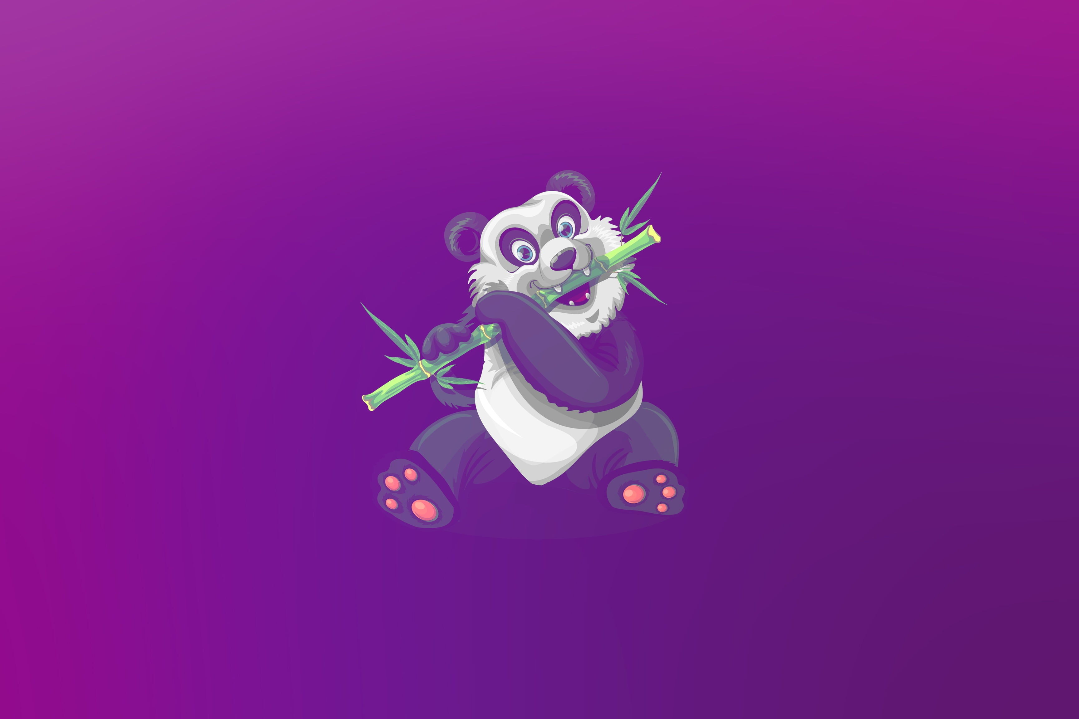 animal, one animal, art, plant, panda, cute, colored background, indoors, transportation, copy space, flowering plant, representation, flower, pink color, HD Wallpaper