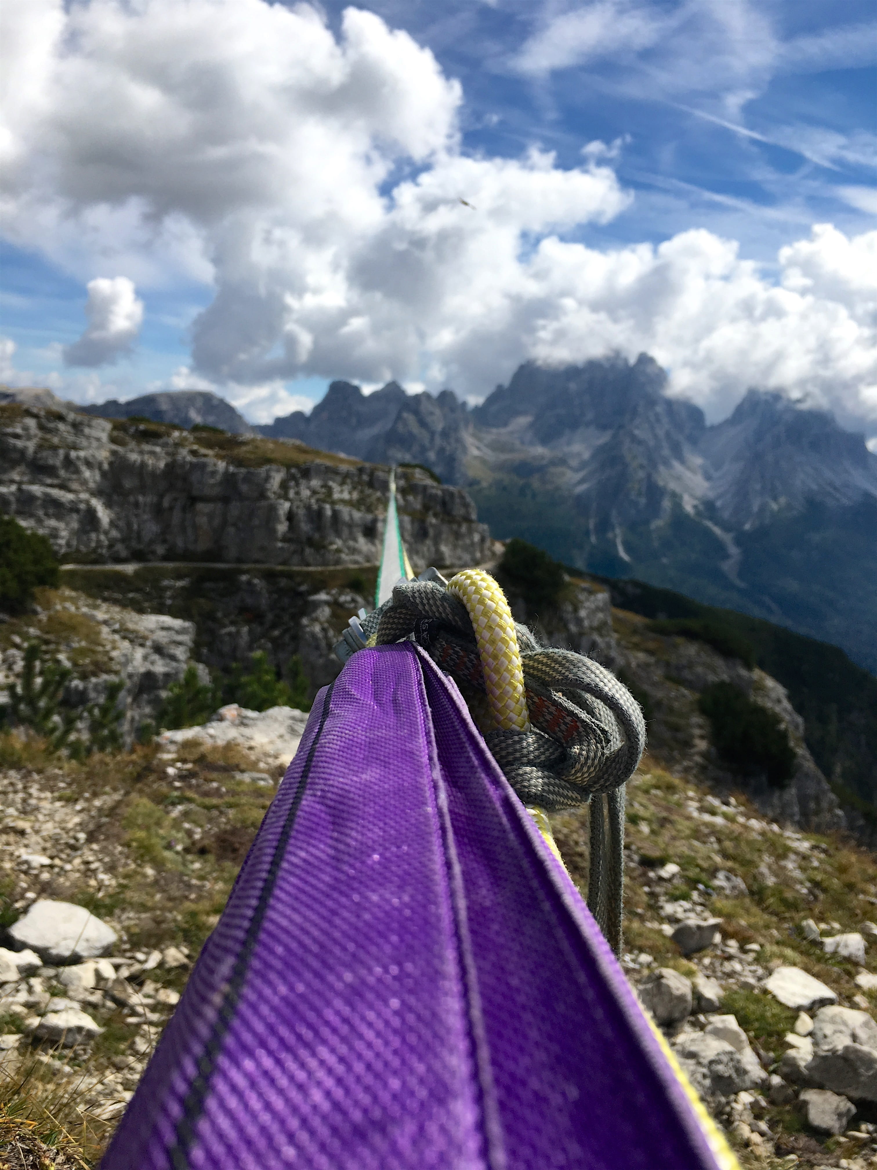 landscape, extreme sports, tranquility, rock, formation, courageous, mountain peak, purple, plant, slackline, hold tight, beauty in nature, cloud - sky, Phone HD Wallpaper