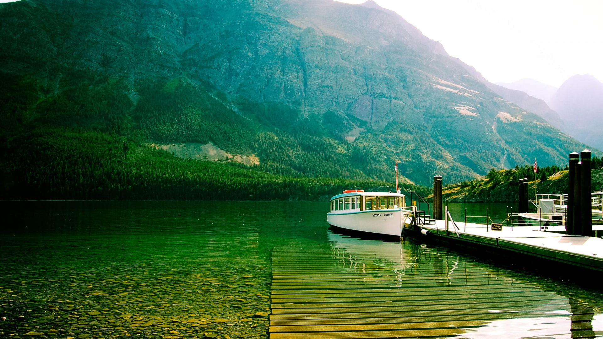 tourism, mountain, ocean, 1080P, island, no people, lakeside, ship, tree, water, plant, tranquility, nautical vessel, sea, vacation, summer, passenger craft, HD Wallpaper